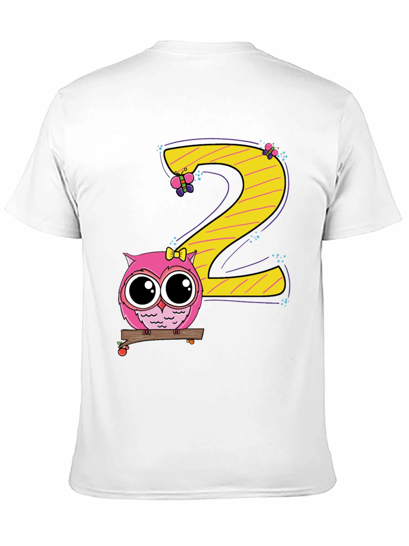 Cute Owl 2nd Birthday Black T-Shirt