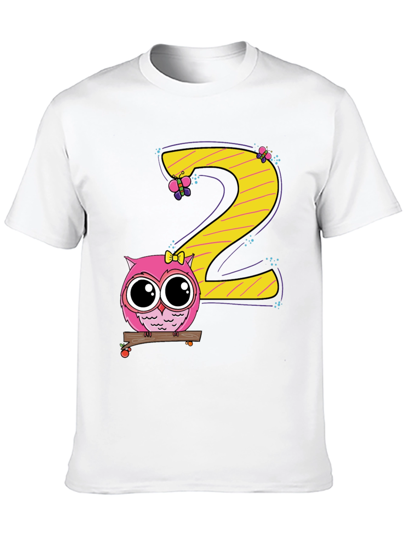 Cute Owl 2nd Birthday Black T-Shirt