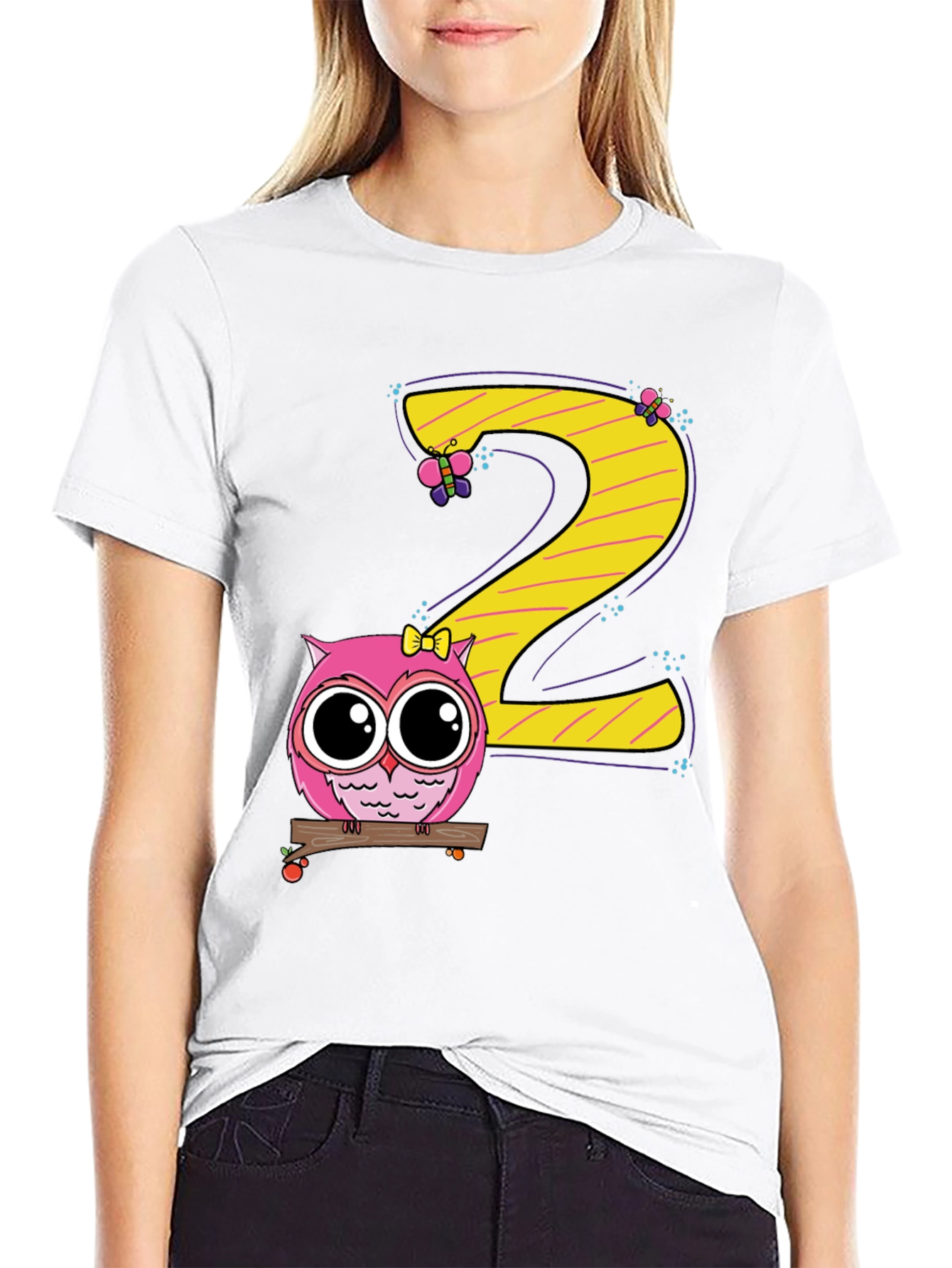Cute Owl 2nd Birthday Black T-Shirt