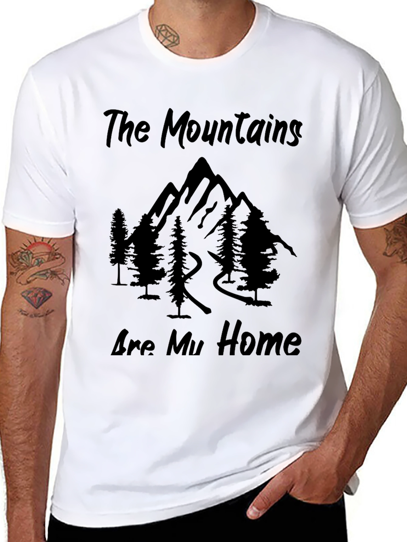Mountains Are My Home Graphic Tee - Black