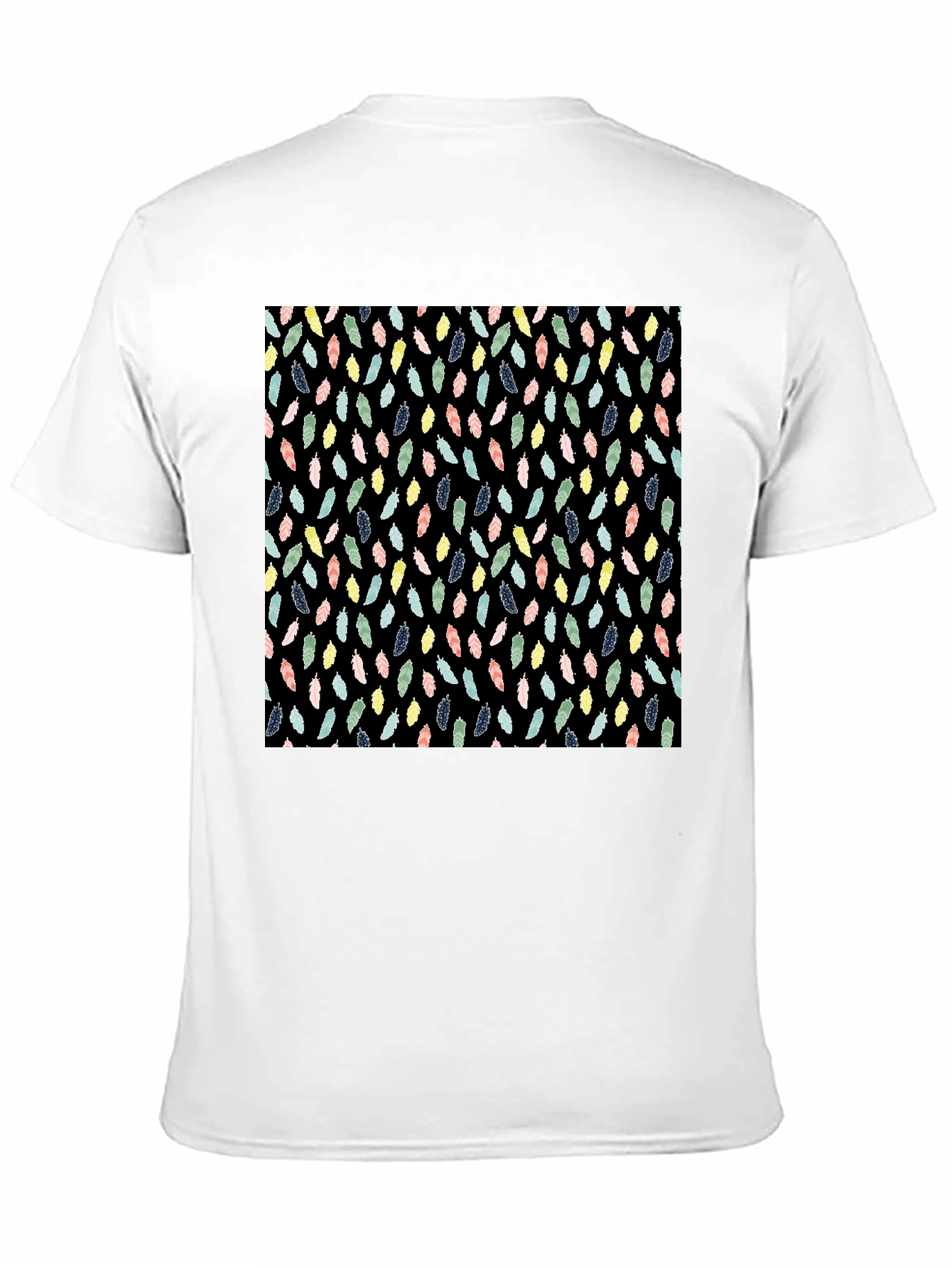 Feather Pattern Black T-Shirt