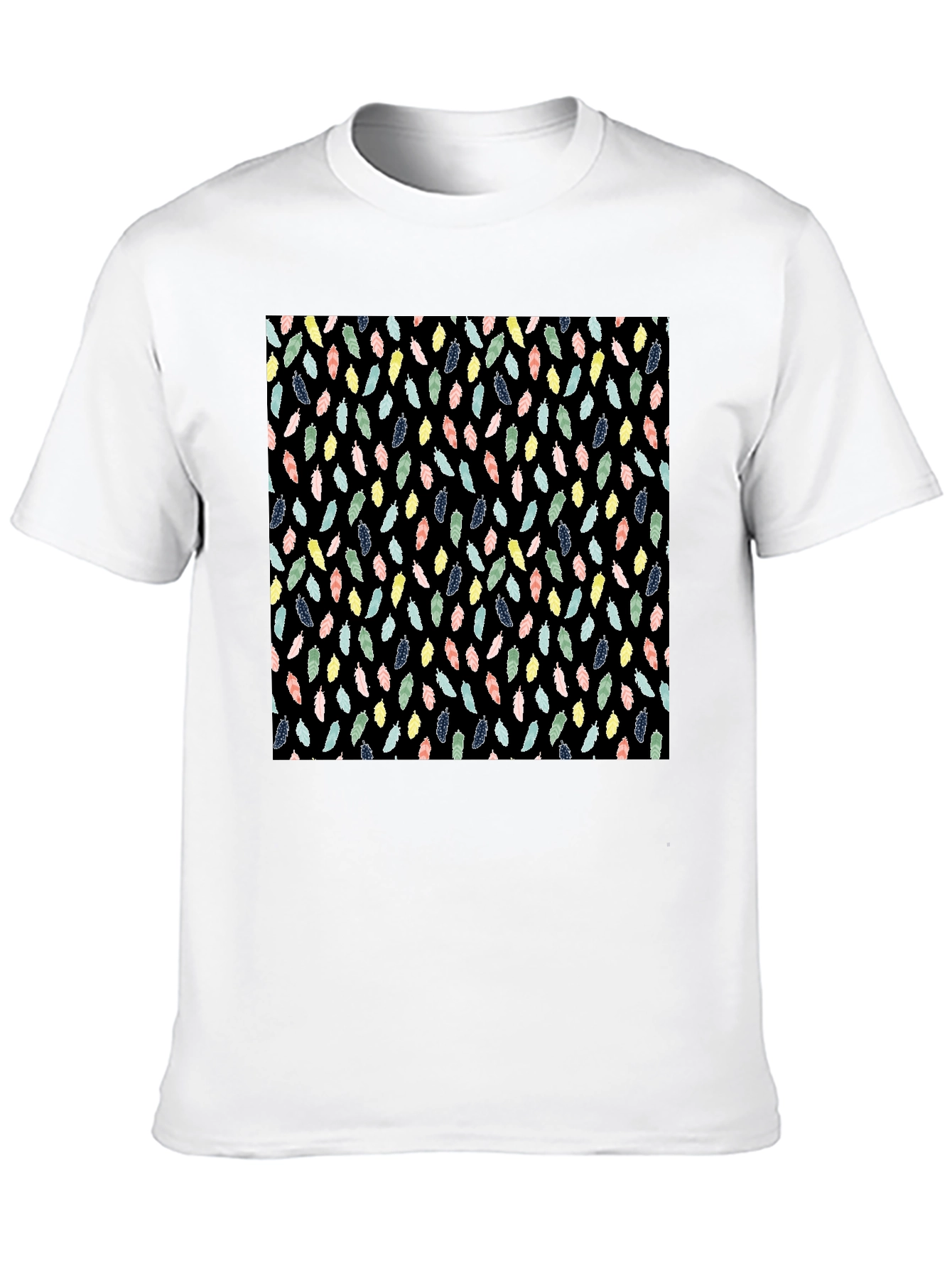 Feather Pattern Black T-Shirt