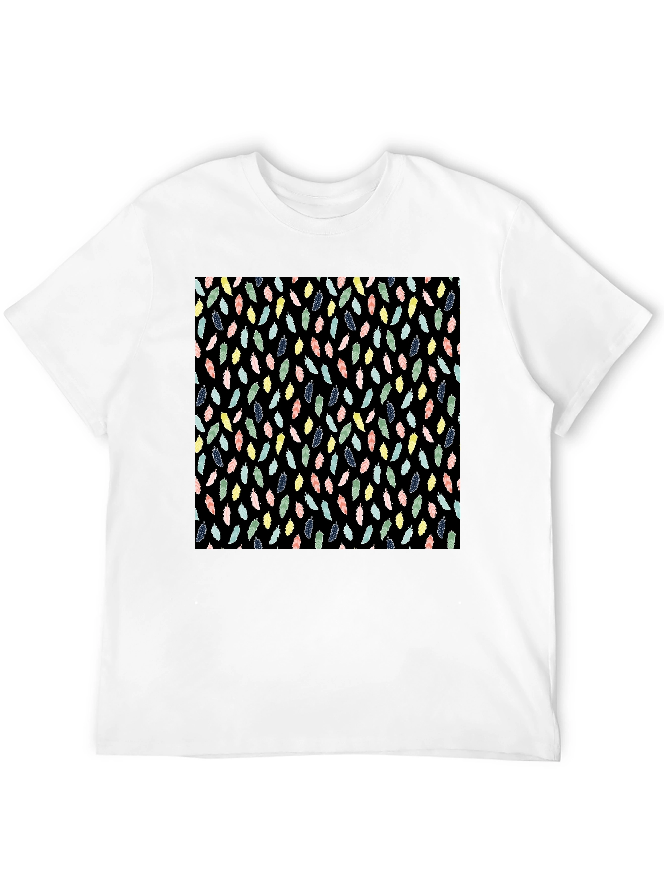 Feather Pattern Black T-Shirt