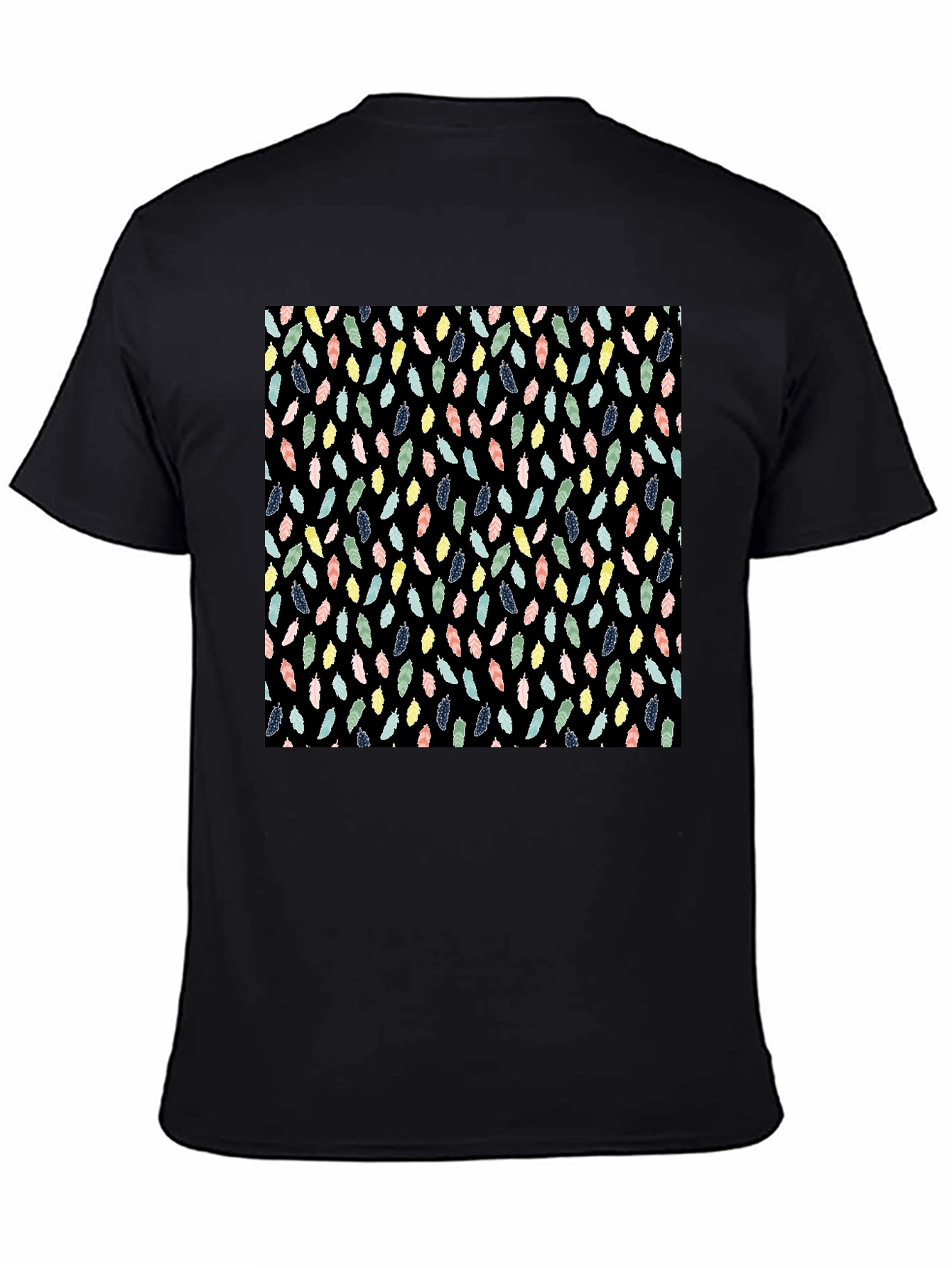 Feather Pattern Black T-Shirt