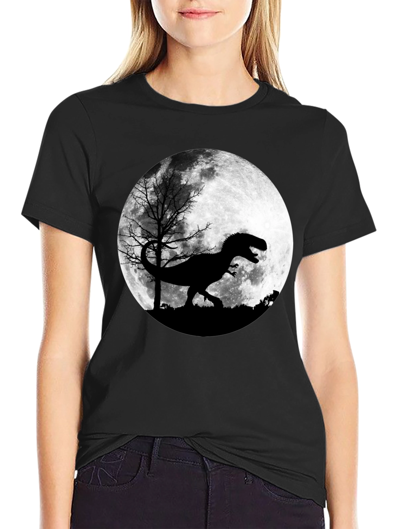 Dinosaur Moon Graphic T-Shirt