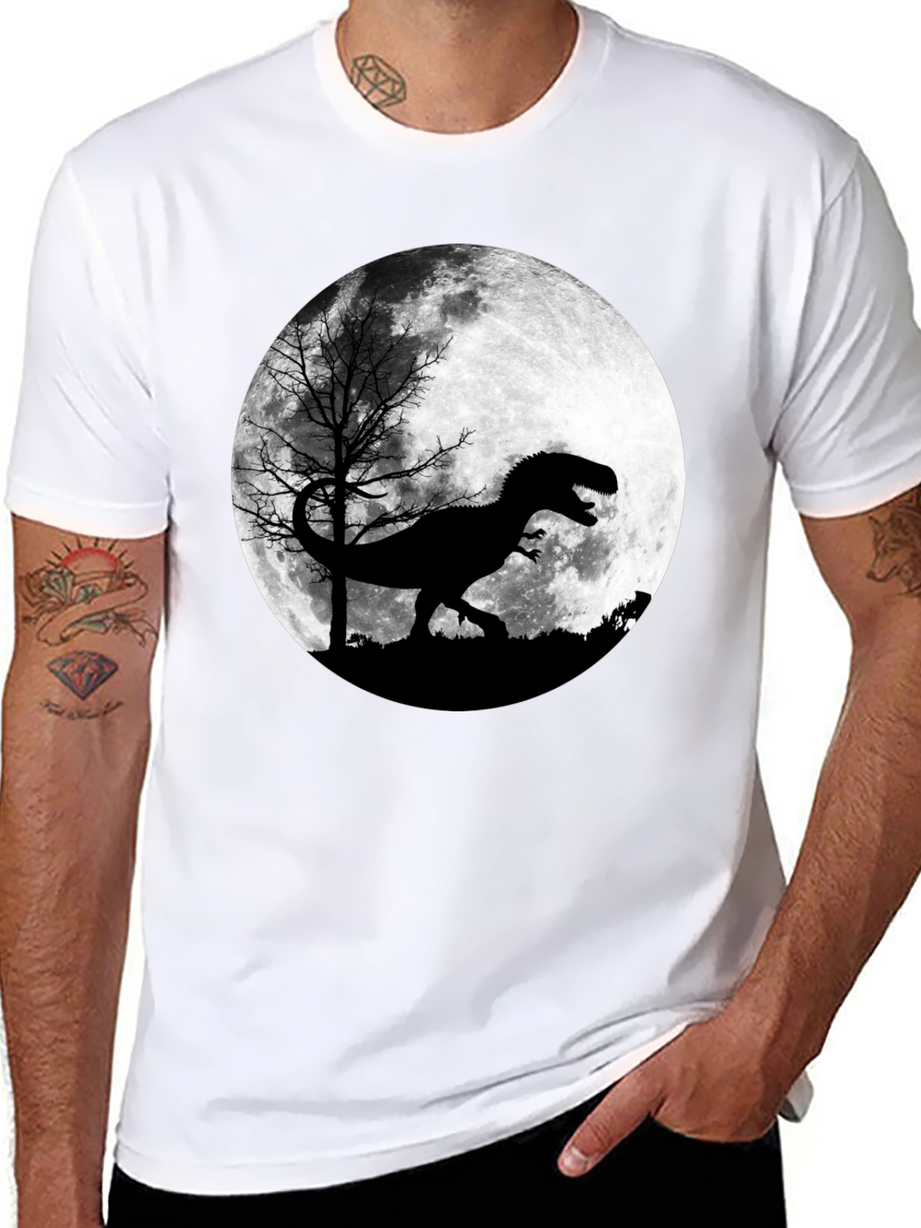 Dinosaur Moon Graphic T-Shirt