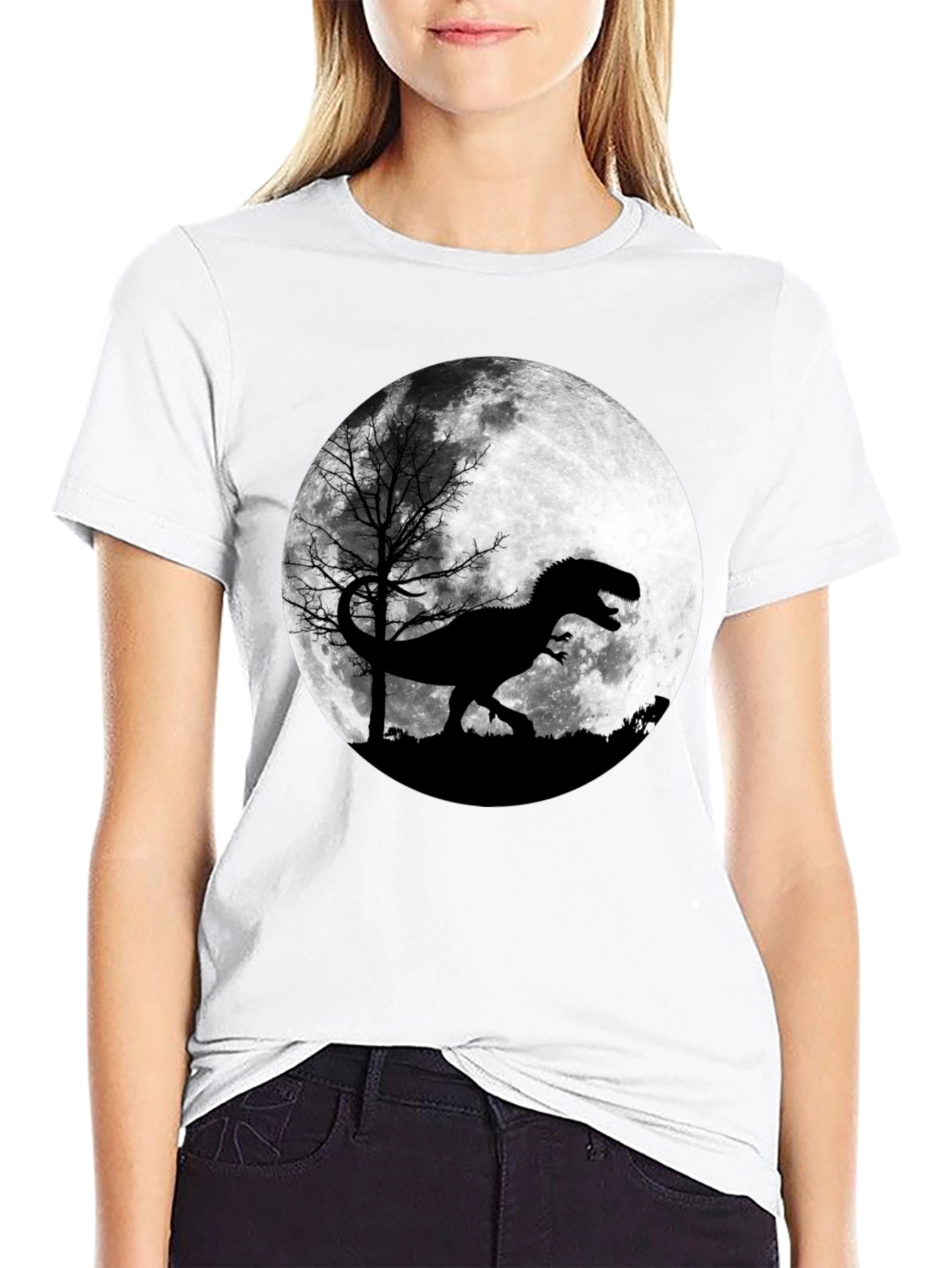 Dinosaur Moon Graphic T-Shirt