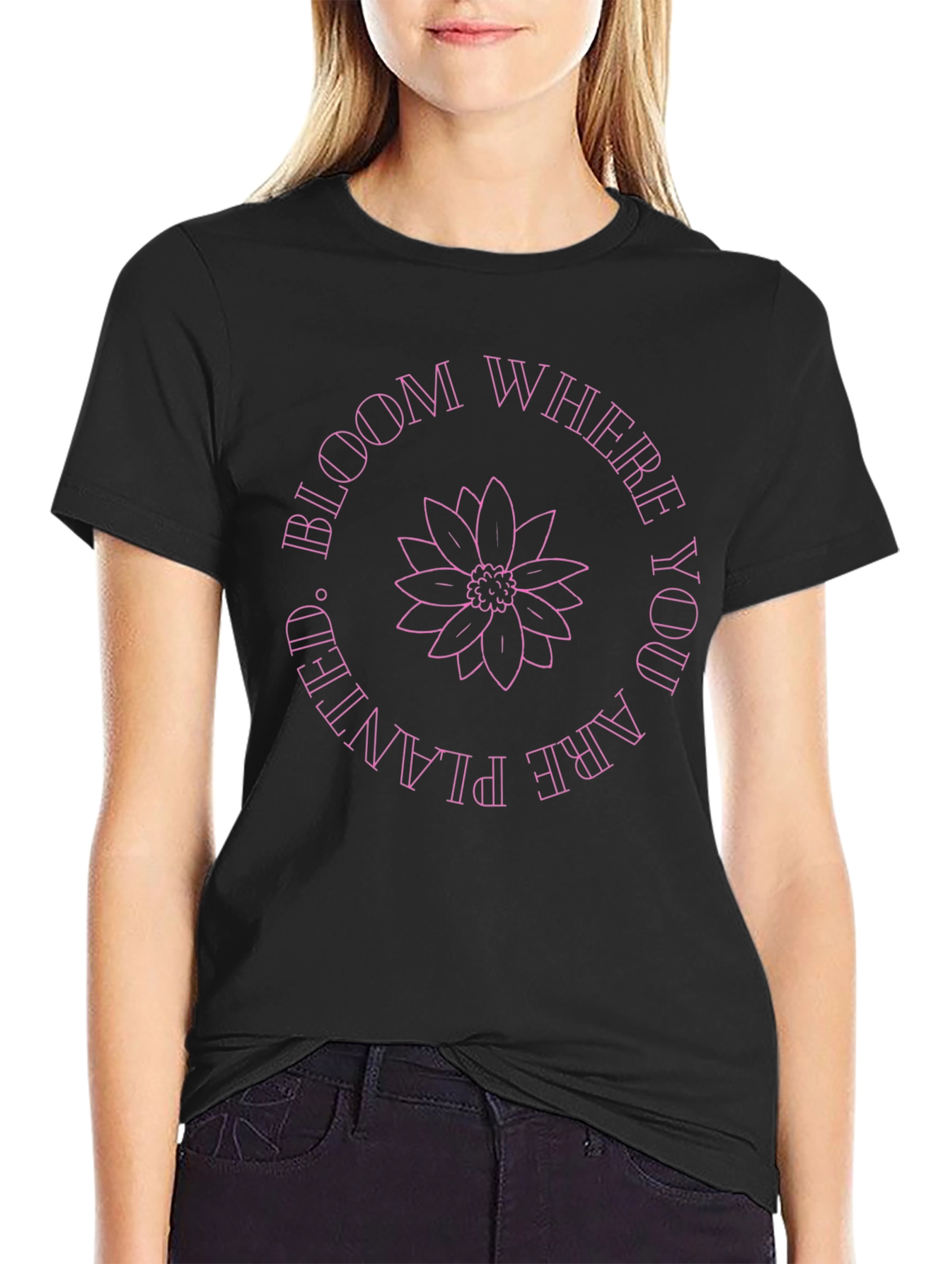 Bloom Where You Are Planted Graphic Tee - Black