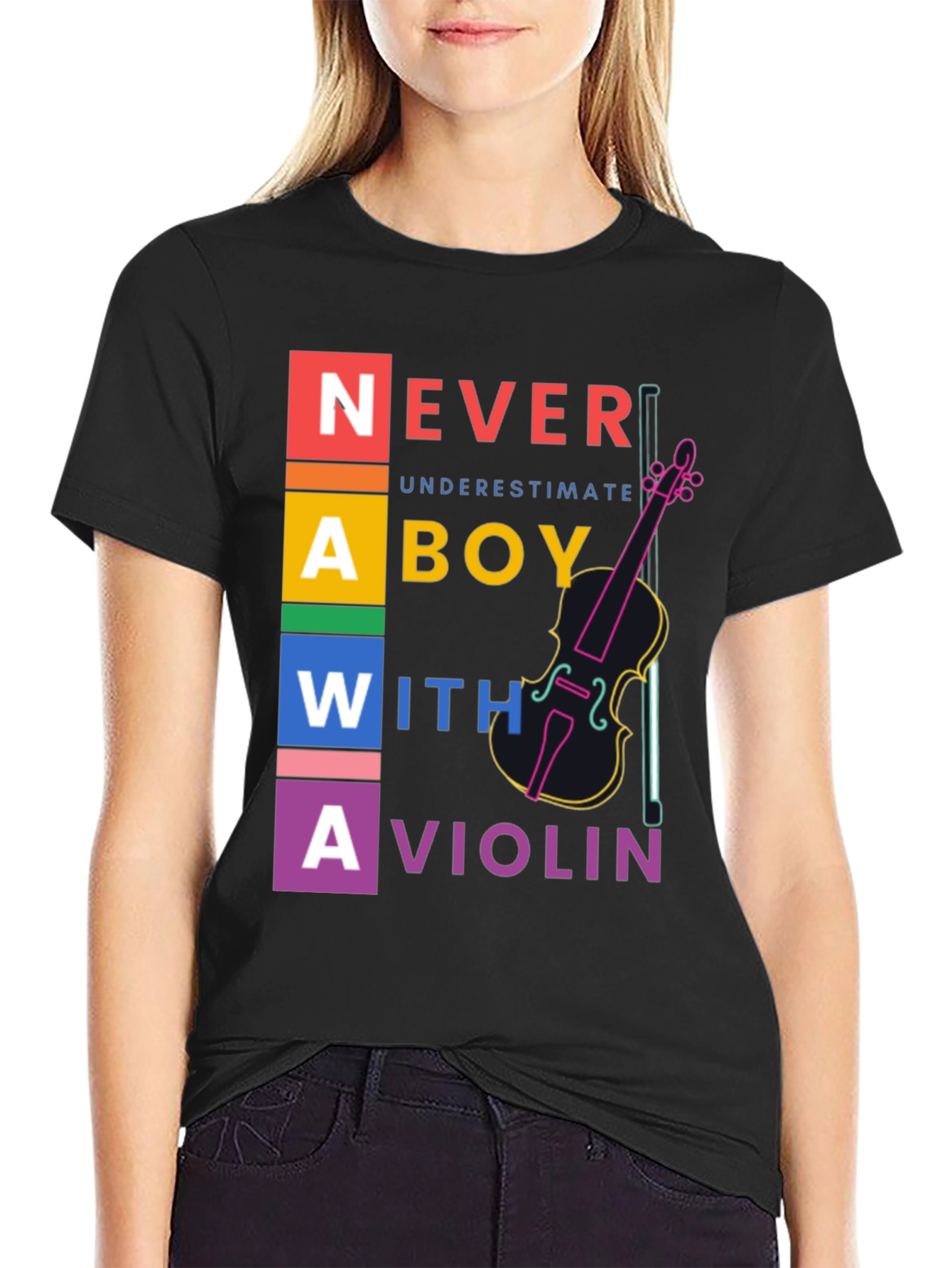 Never Underestimate Boy With Violin T-Shirt