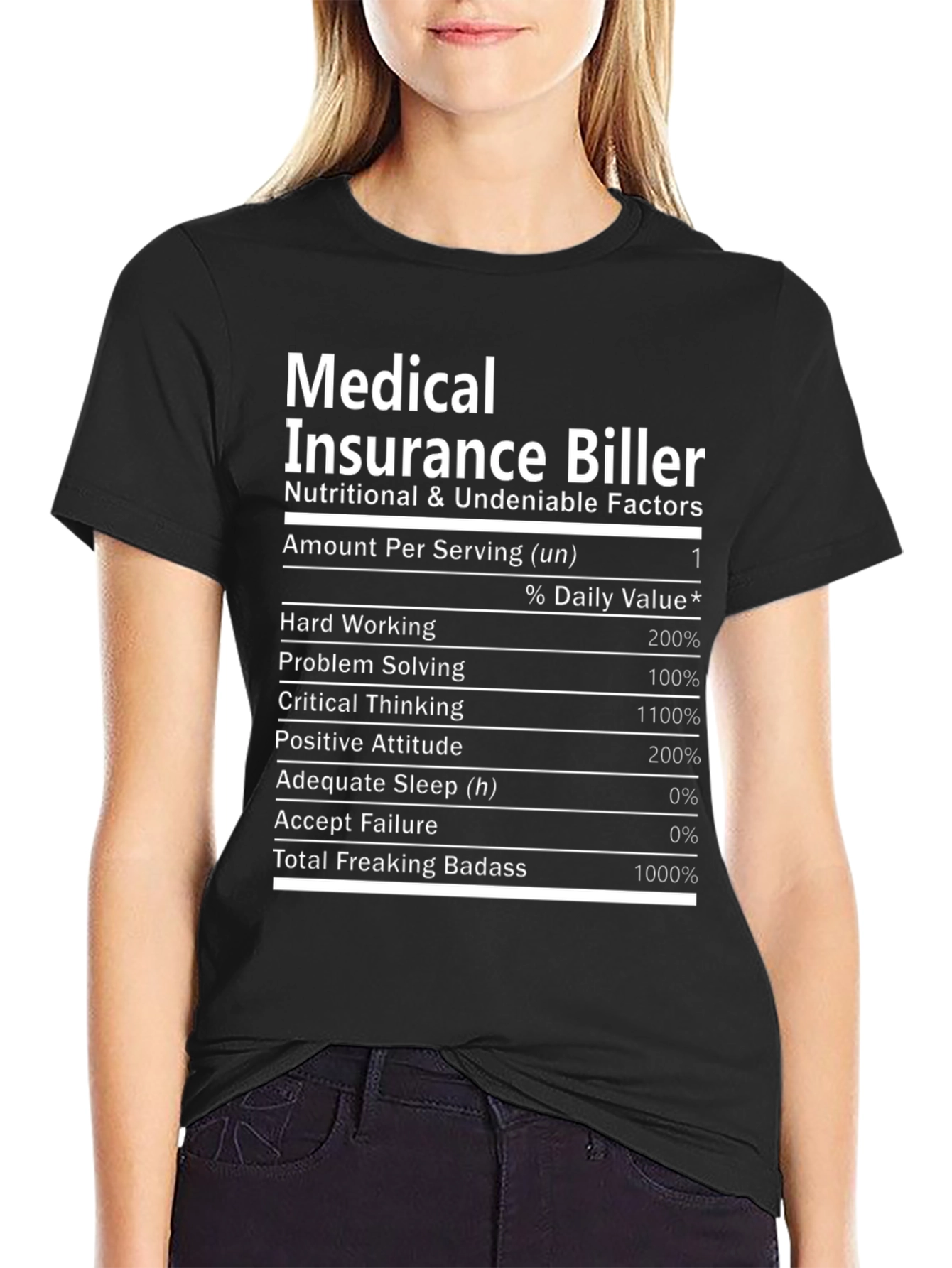 Medical Insurance Biller T-Shirt Nutrition Facts Funny