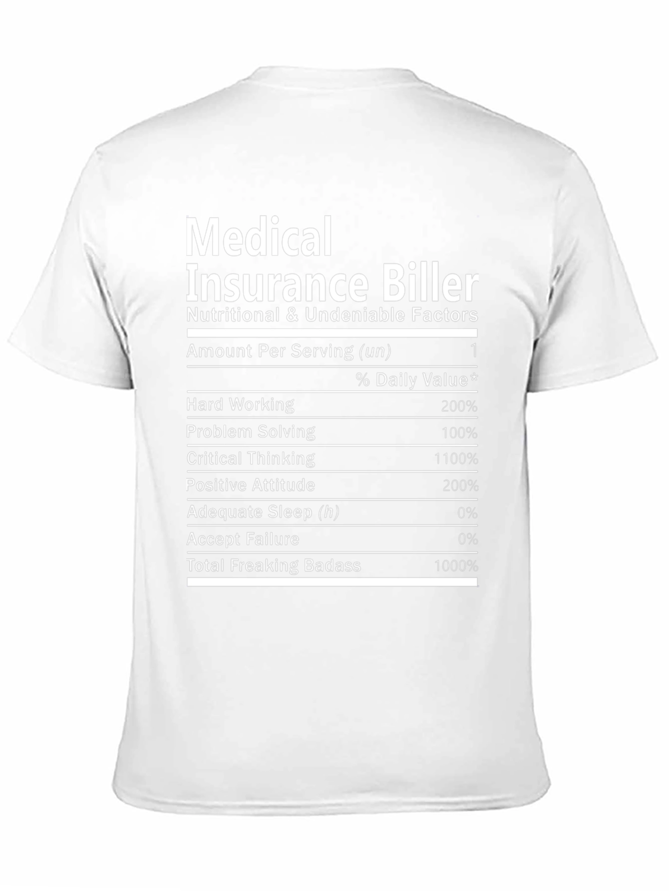 Medical Insurance Biller T-Shirt Nutrition Facts Funny
