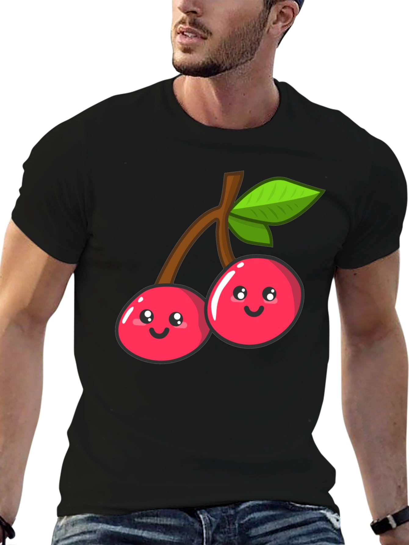 Cute Cherry Graphic Tee - Unisex Black T-Shirt