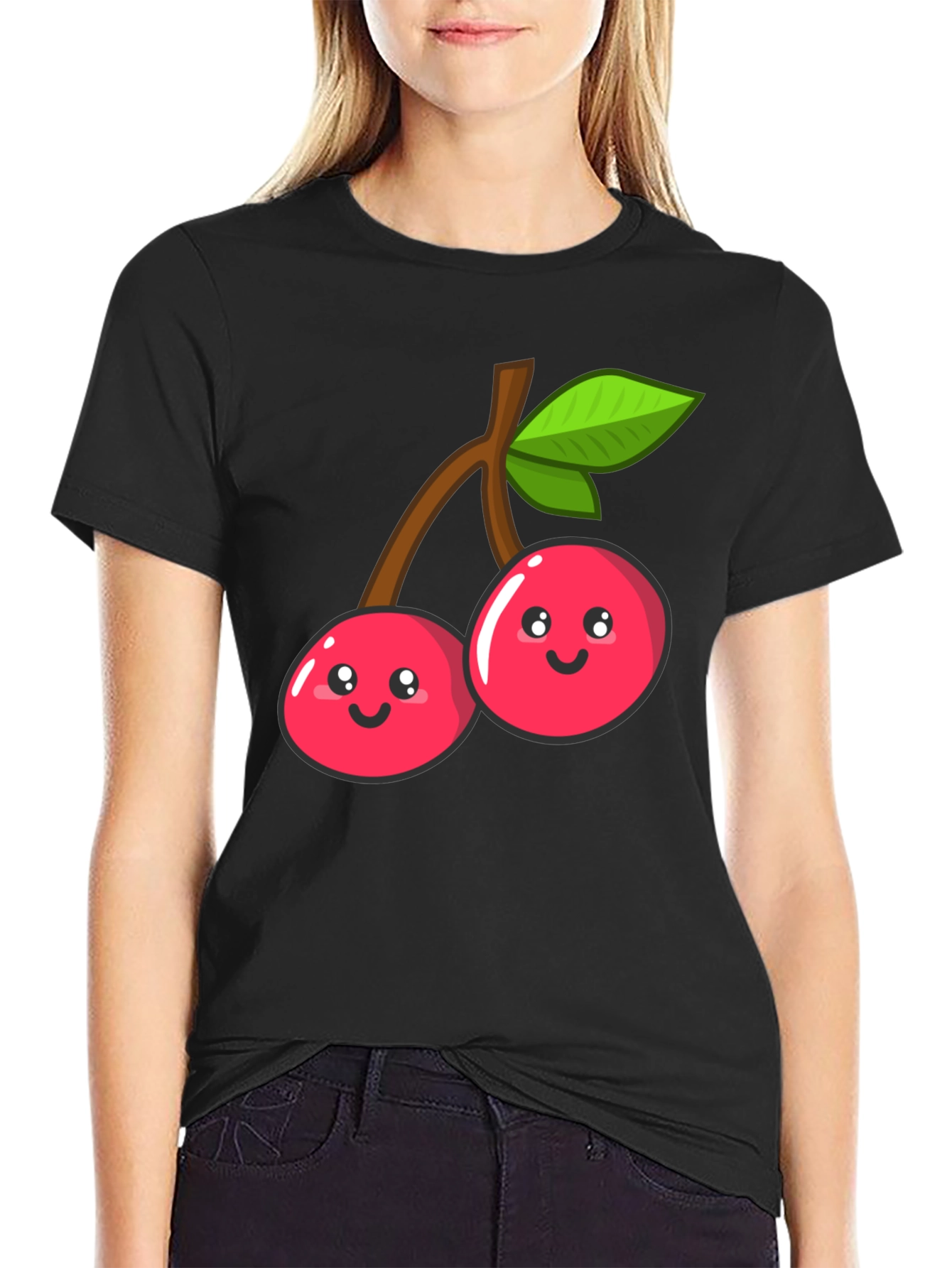 Cute Cherry Graphic Tee - Unisex Black T-Shirt