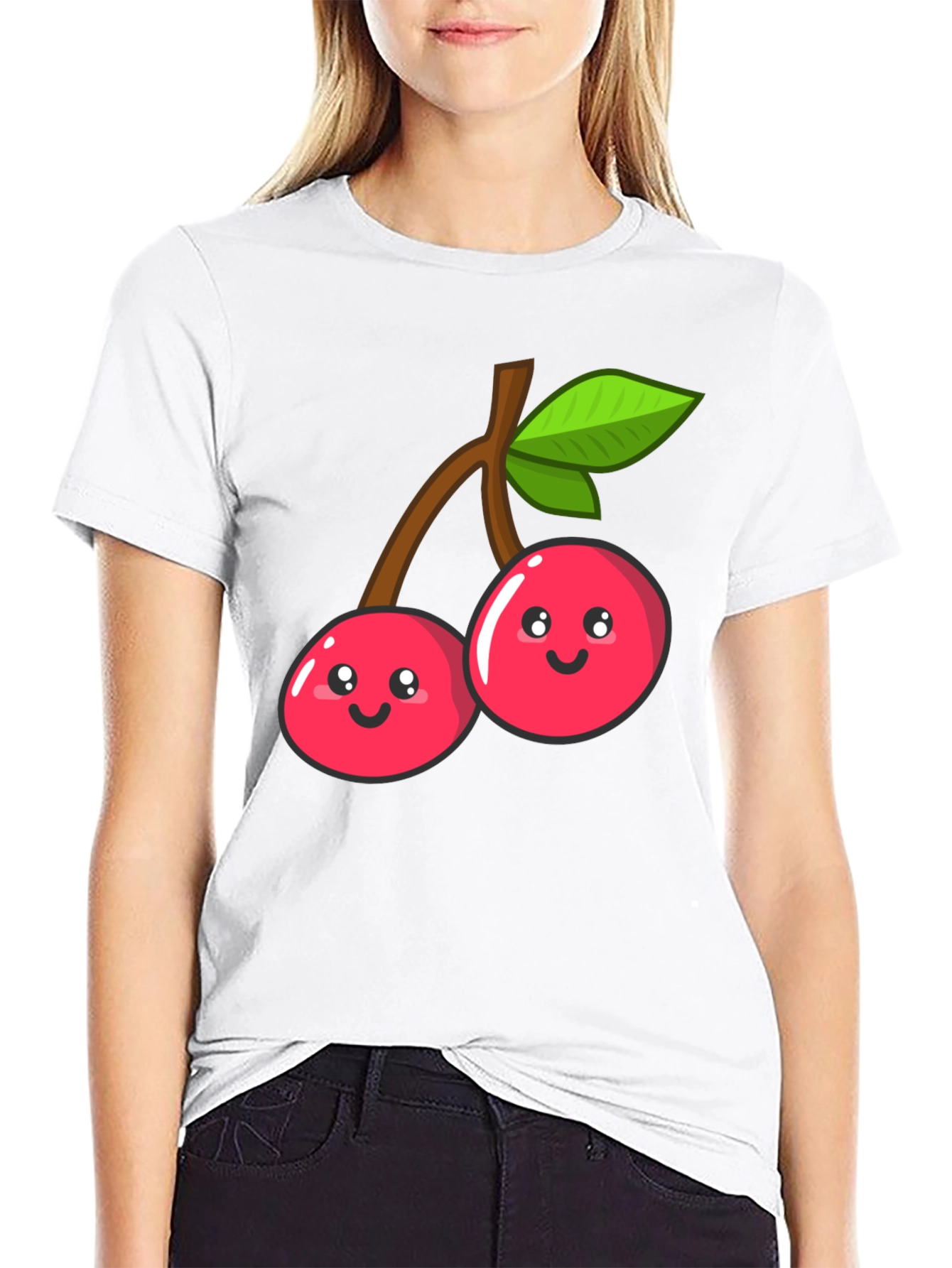 Cute Cherry Graphic Tee - Unisex Black T-Shirt