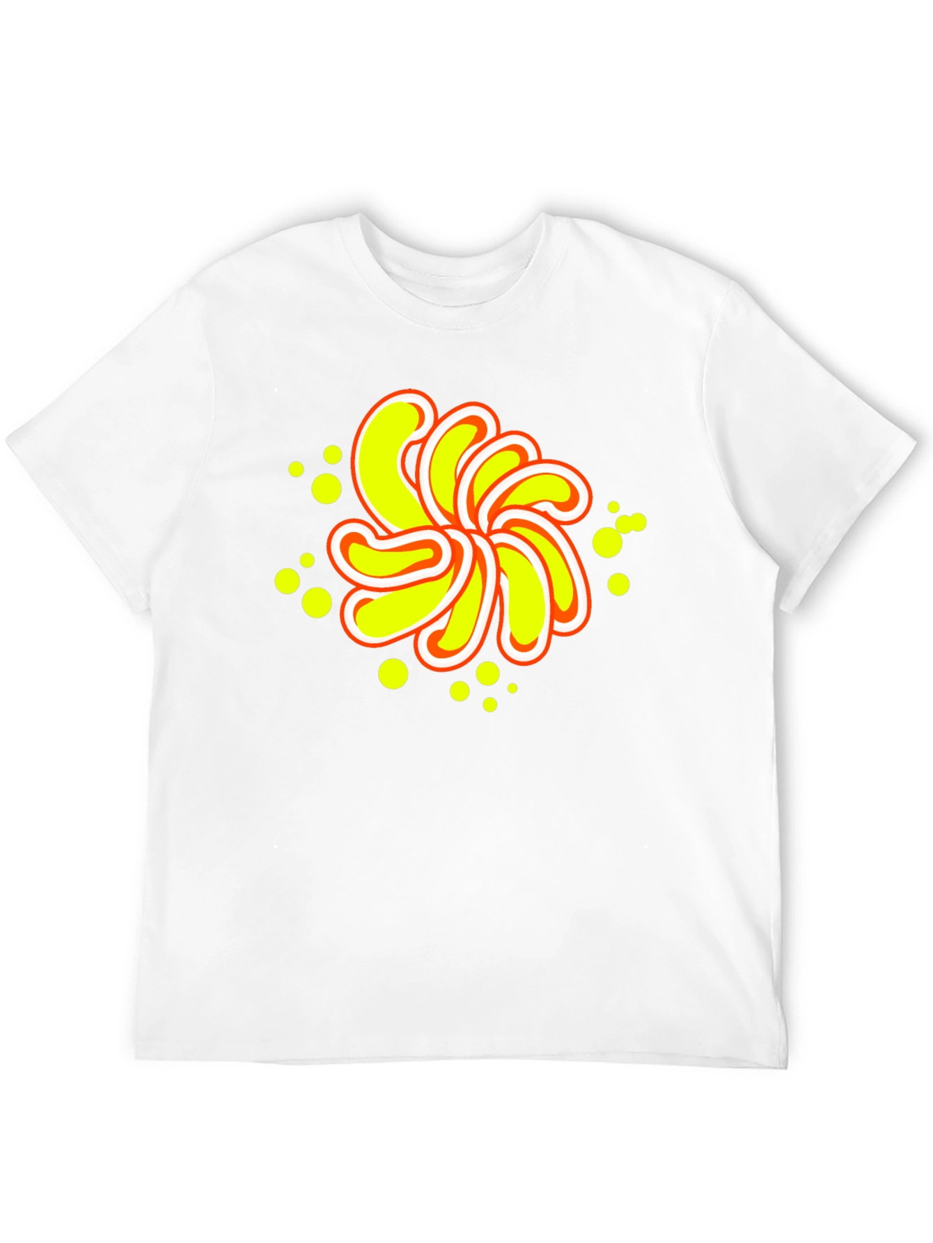 Abstract Yellow Flower Graphic Black T-Shirt