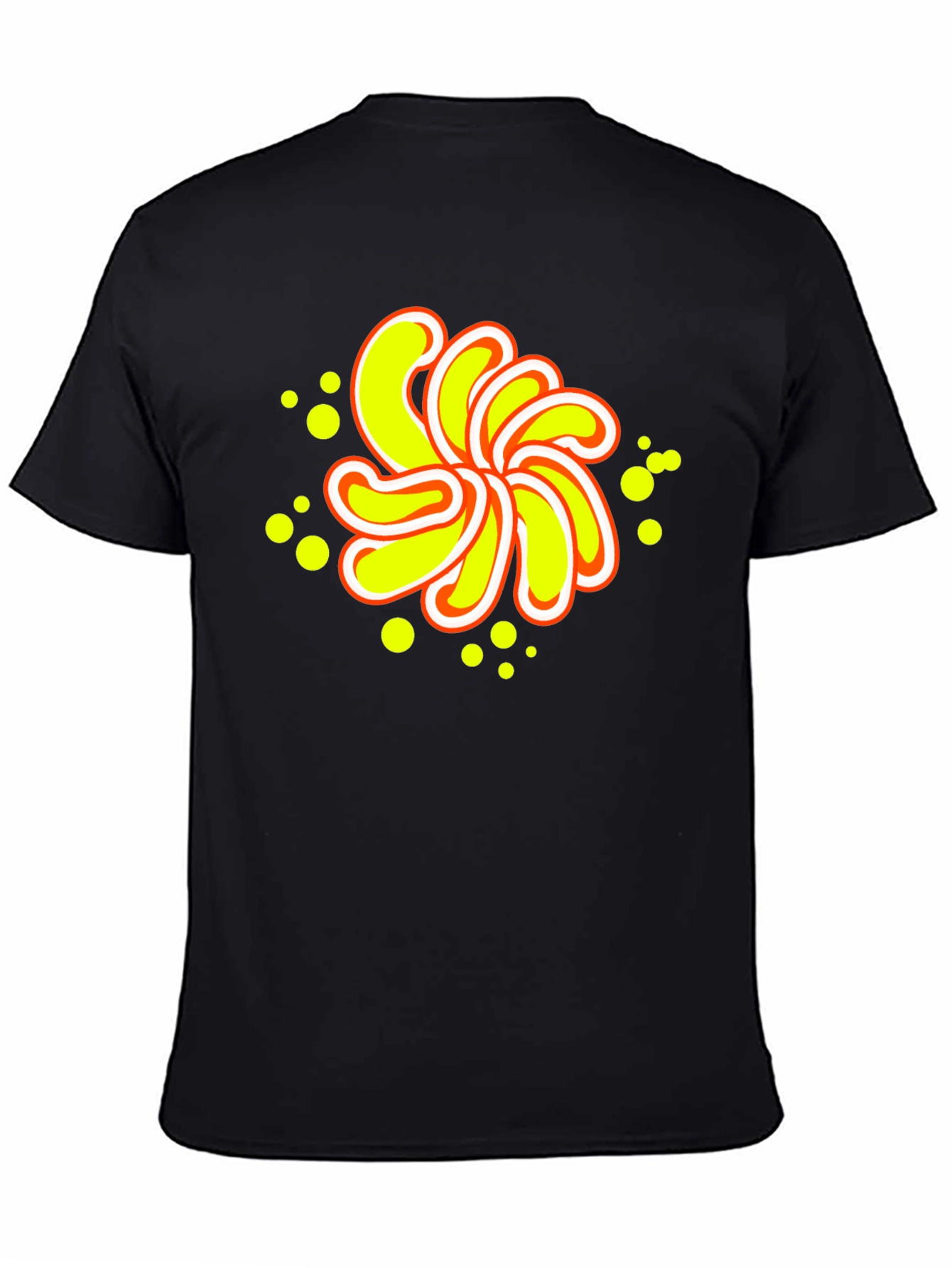 Abstract Yellow Flower Graphic Black T-Shirt