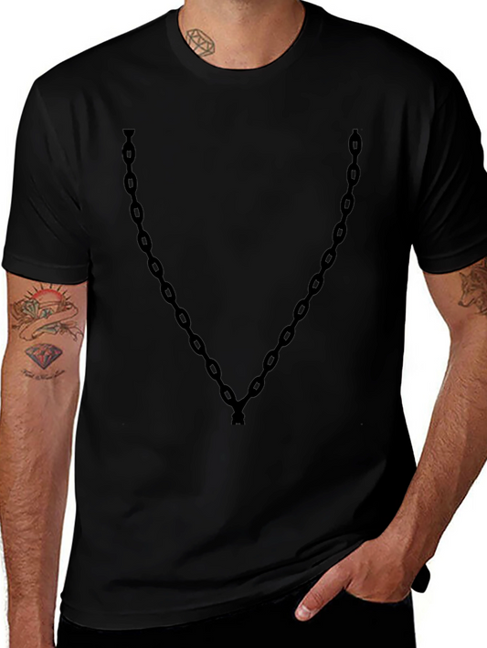 Mens Black Chain Graphic Tee - Casual Style