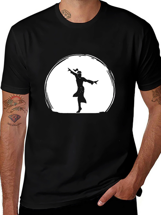 Black Graphic Tee - Dancing Silhouette Design