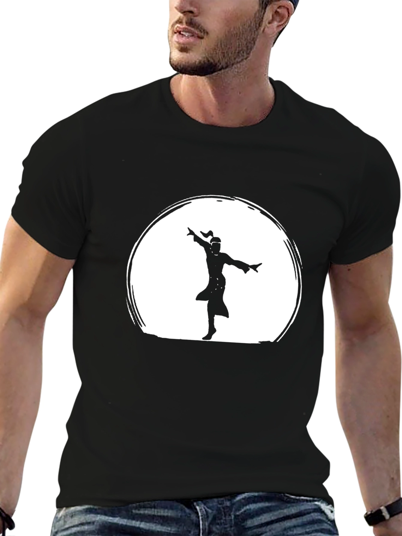 Black Graphic Tee - Dancing Silhouette Design