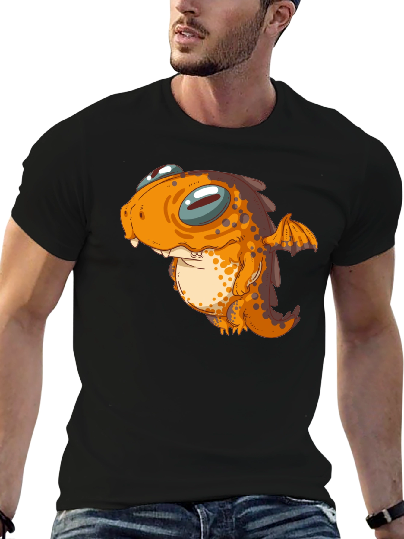Cute Dragon Graphic Tee - Black Unisex T-Shirt