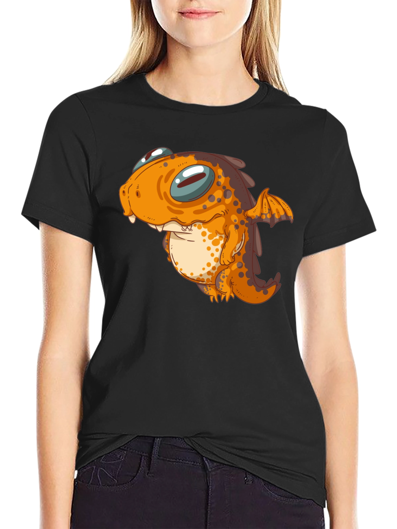 Cute Dragon Graphic Tee - Black Unisex T-Shirt