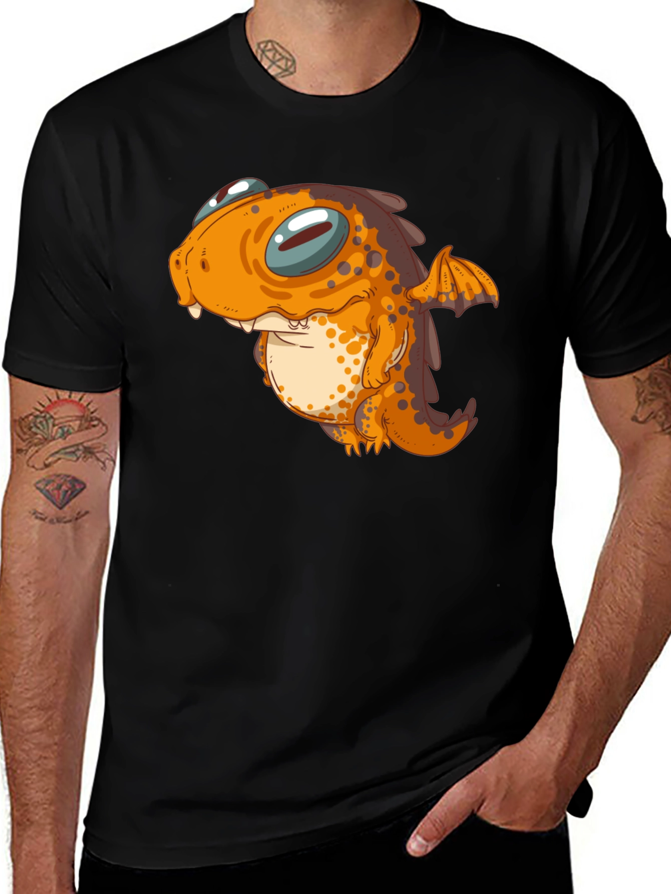 Cute Dragon Graphic Tee - Black Unisex T-Shirt
