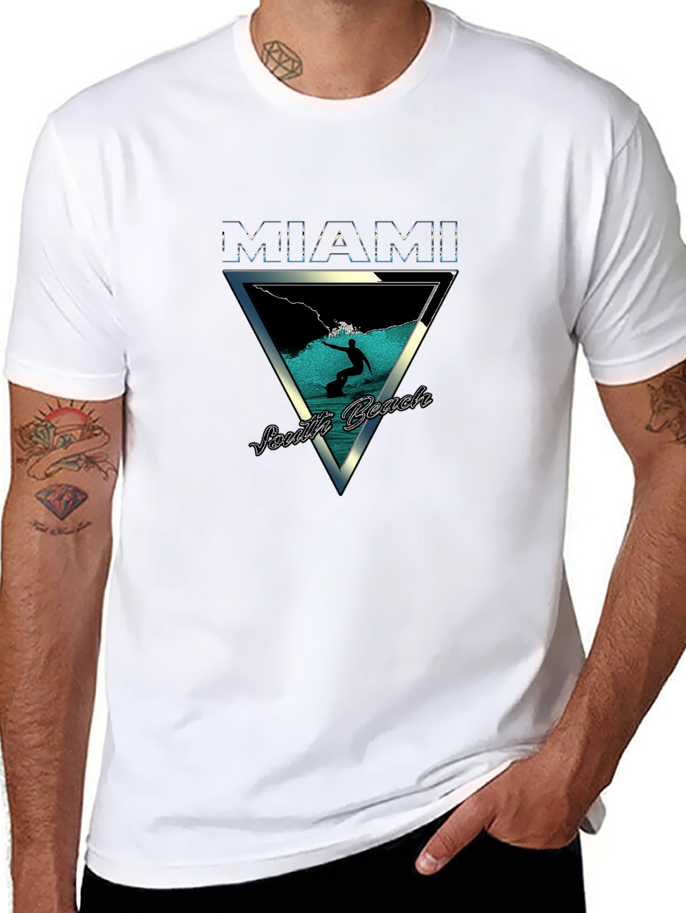 Miami South Beach Graphic Tee - Surfer Design