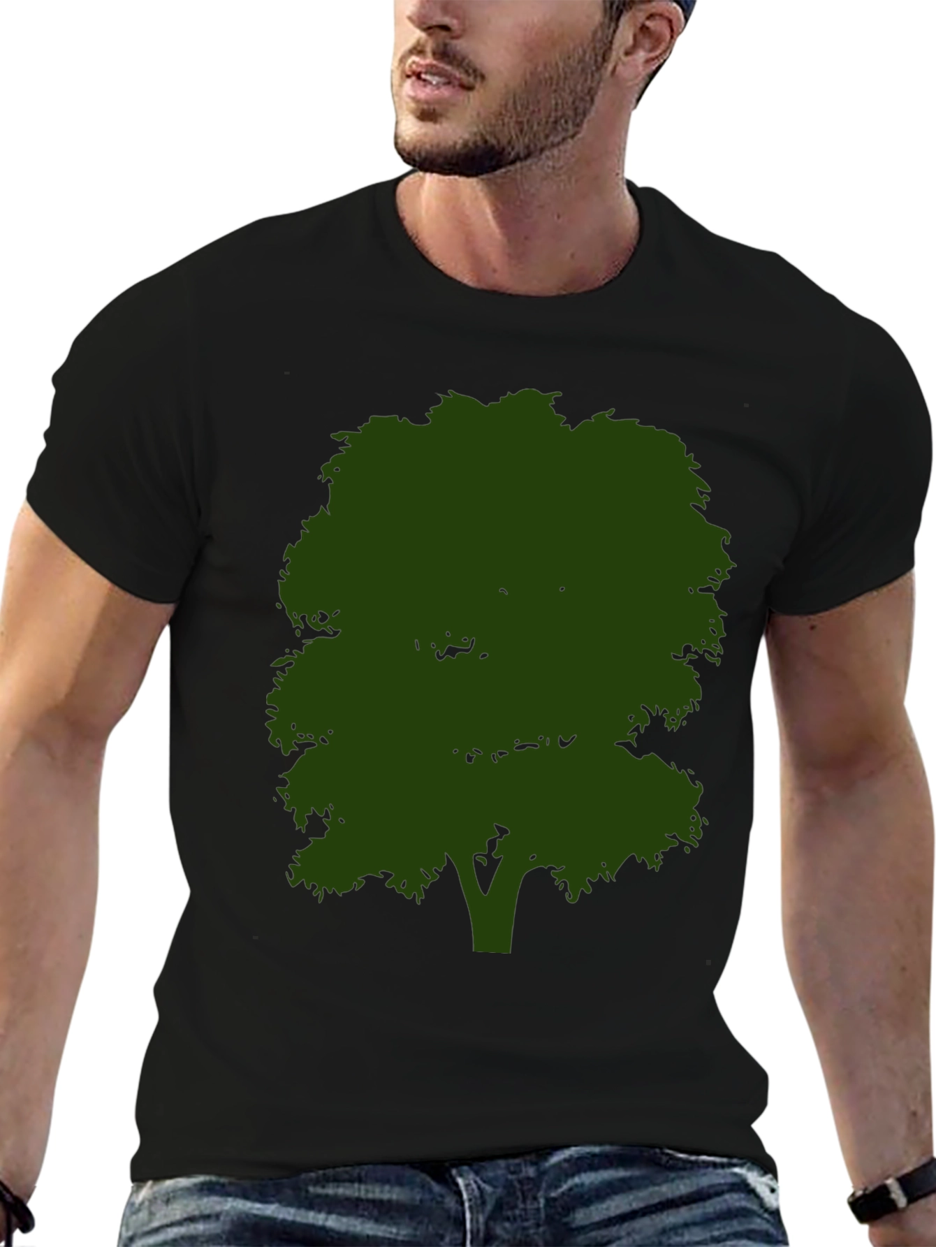 Nature Tree Graphic Tee - Black Cotton Shirt
