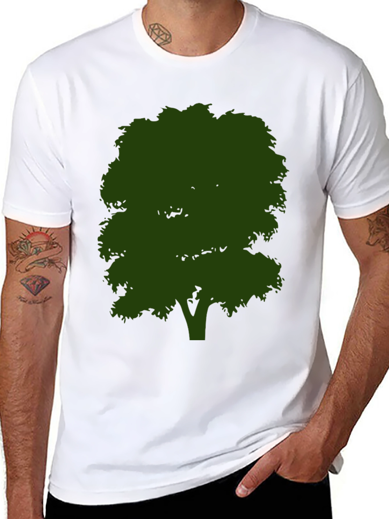 Nature Tree Graphic Tee - Black Cotton Shirt