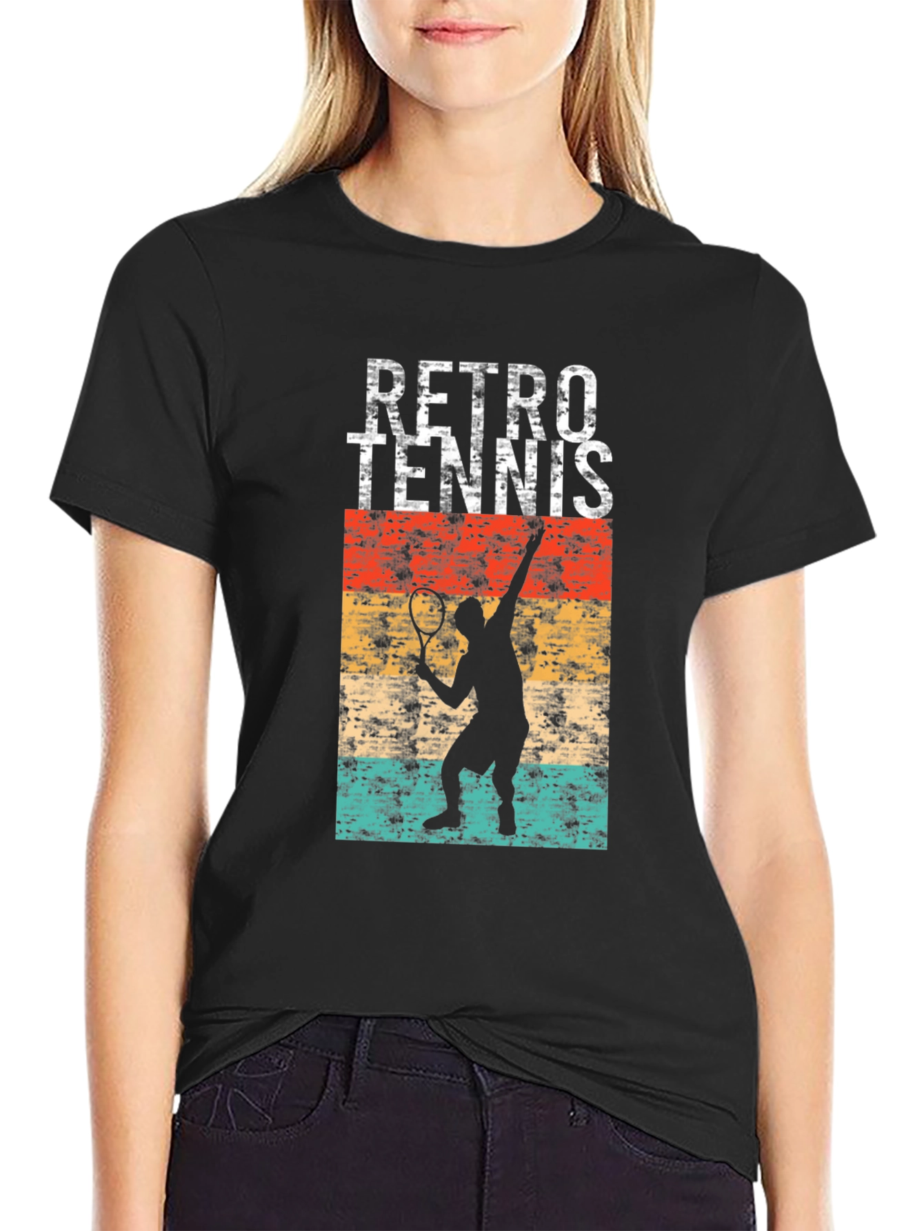 Retro Tennis Player Graphic T-Shirt