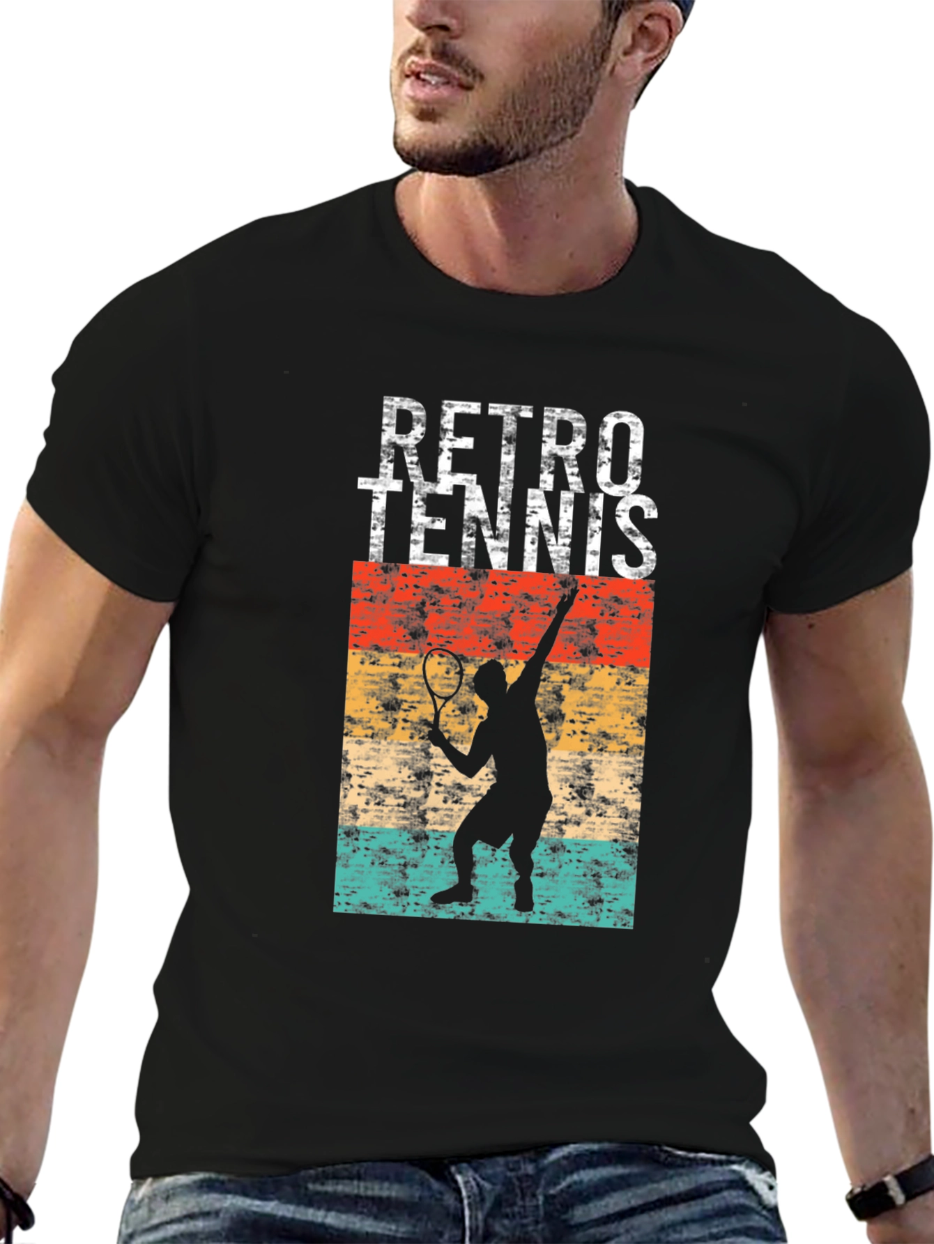 Retro Tennis Player Graphic T-Shirt
