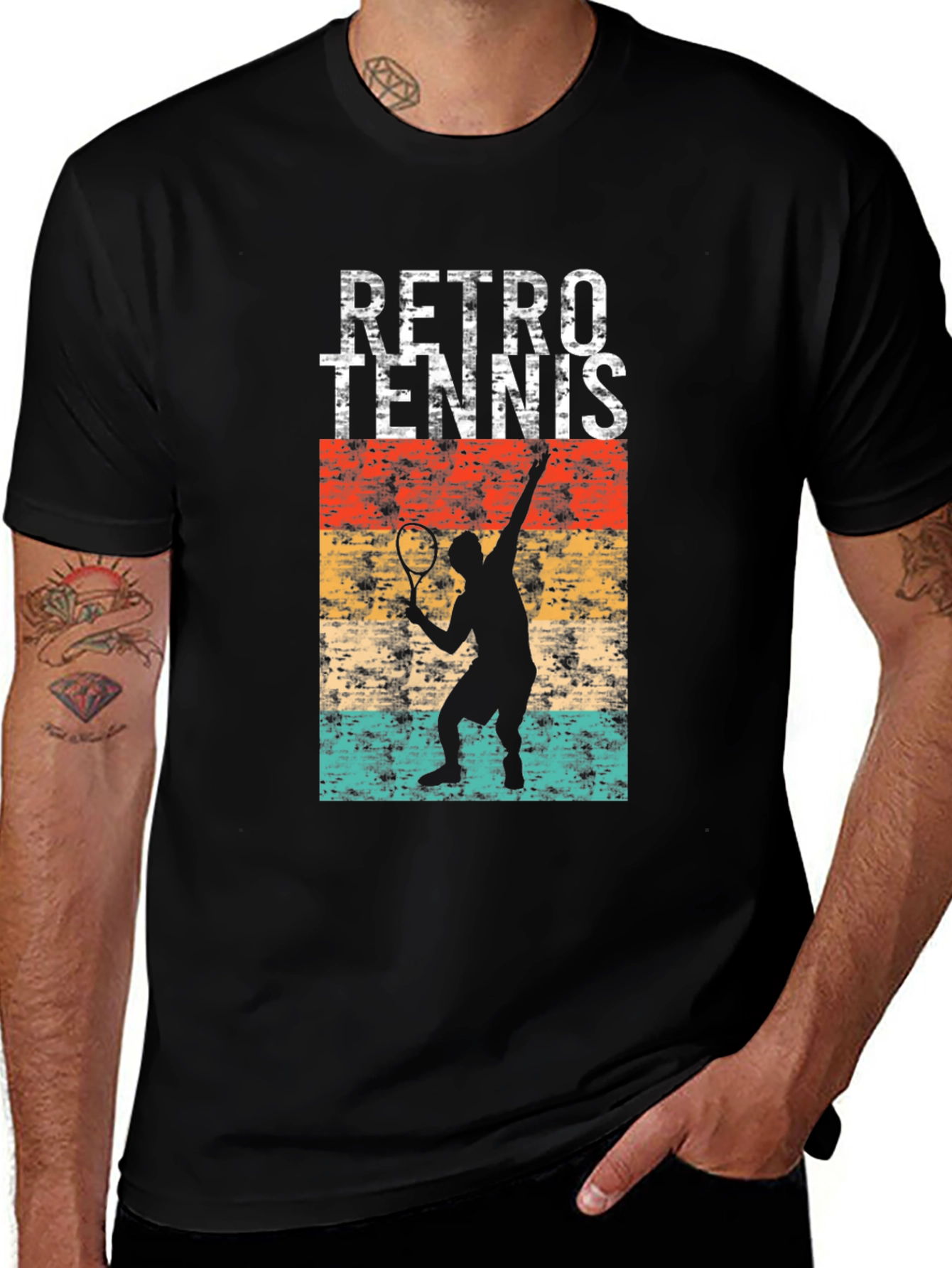 Retro Tennis Player Graphic T-Shirt