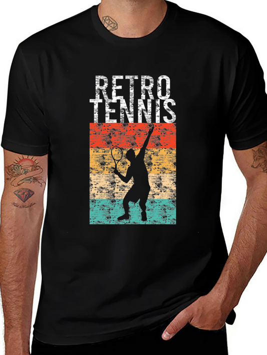 Retro Tennis Player Graphic T-Shirt