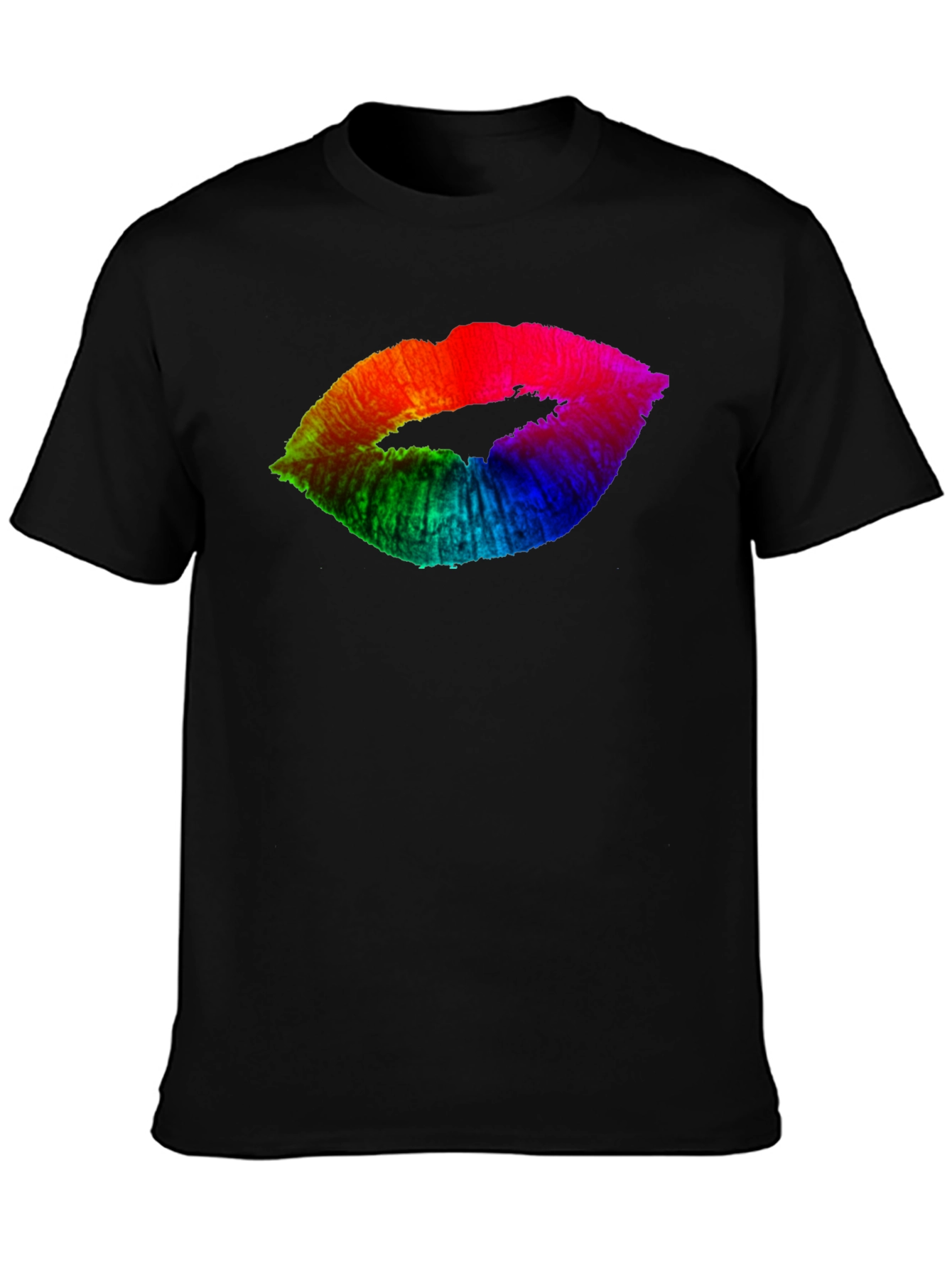Rainbow Lips Graphic Black Tee