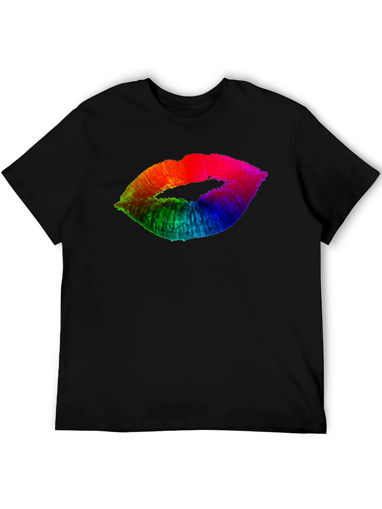 Rainbow Lips Graphic Black Tee
