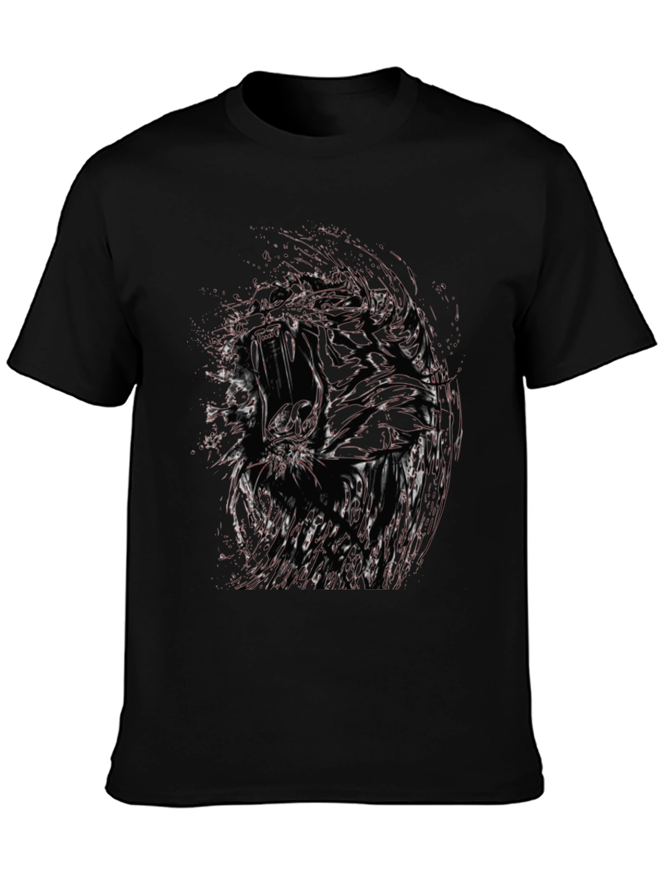 Abstract Graphic Print Black Crew Neck T-Shirt