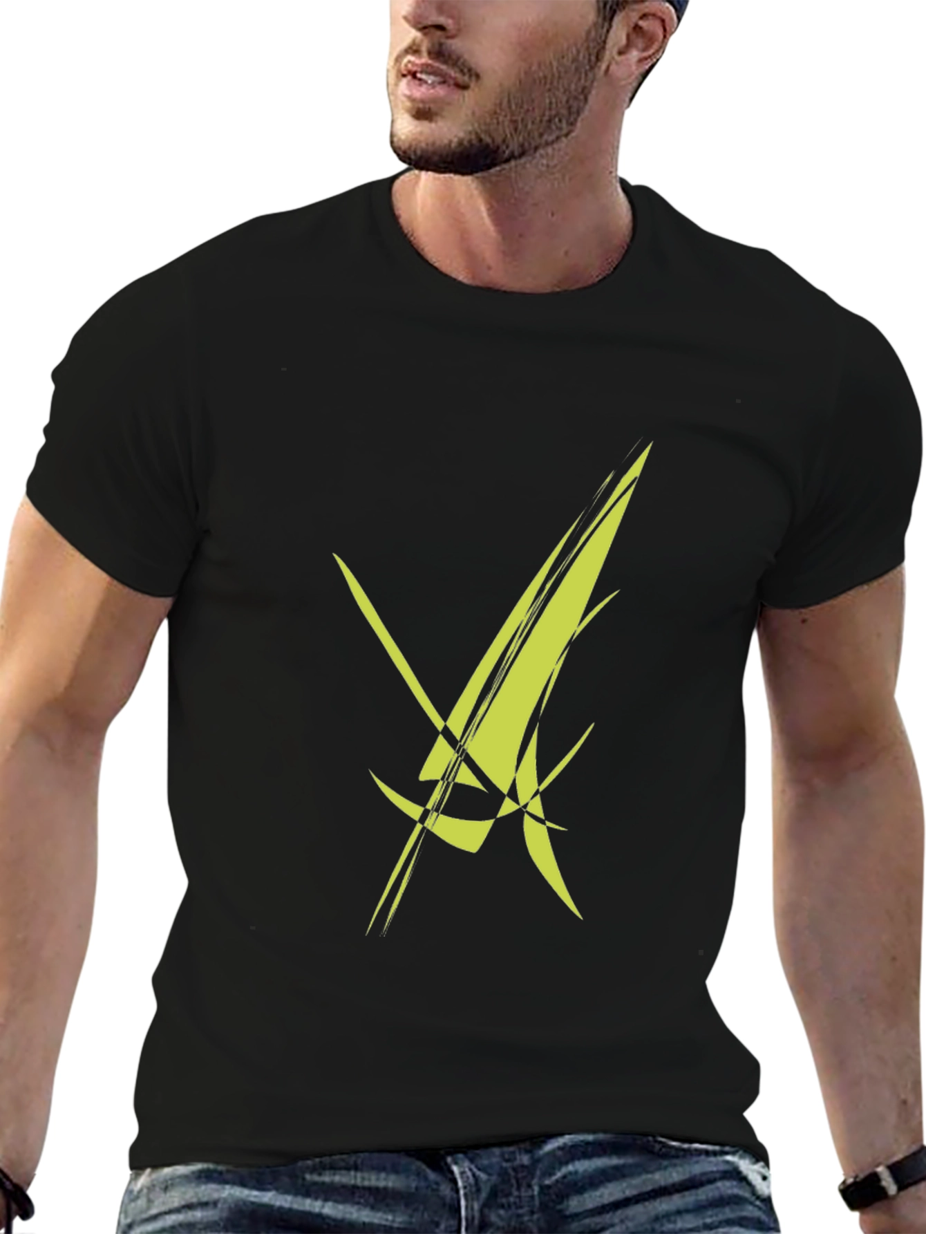 Modern Abstract Graphic Black T-Shirt
