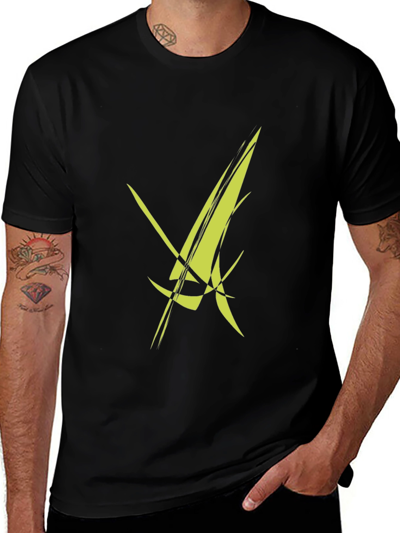 Modern Abstract Graphic Black T-Shirt