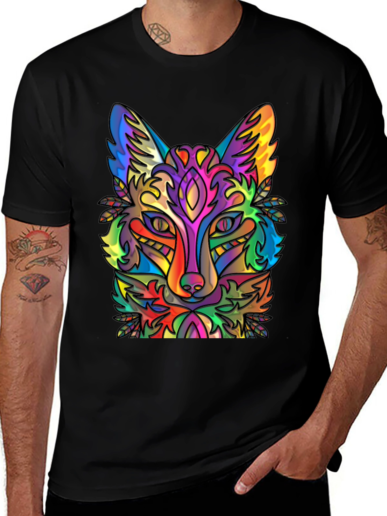 Psychedelic Fox Graphic T-Shirt - Vibrant Animal Tee