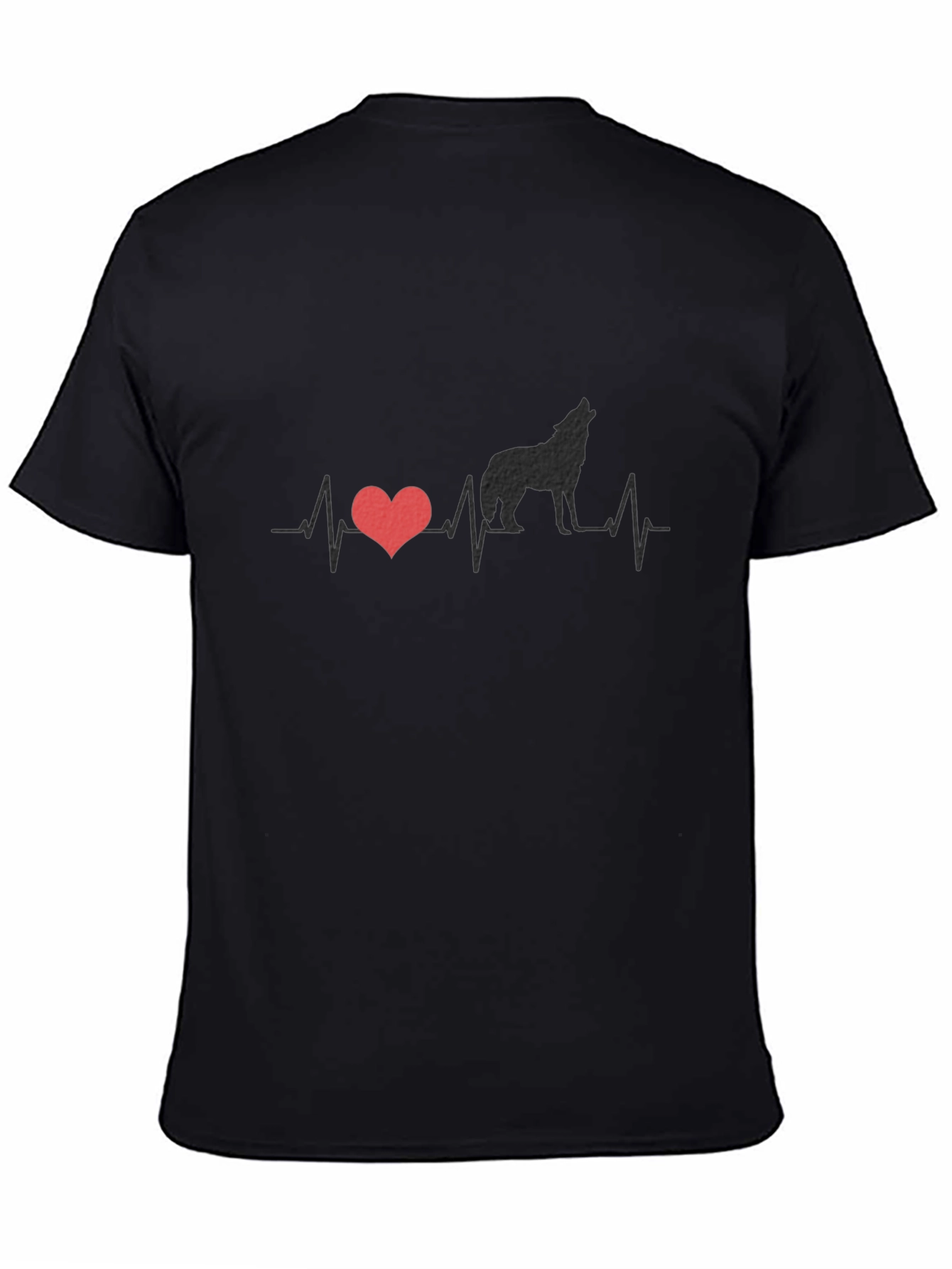 Wolf Heartbeat Graphic T-Shirt - Black