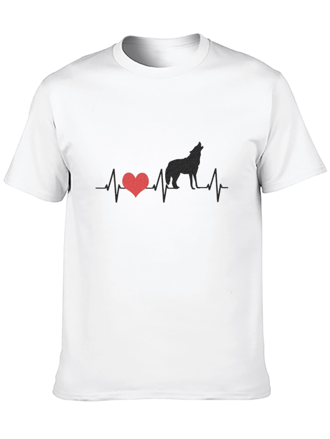 Wolf Heartbeat Graphic T-Shirt - Black