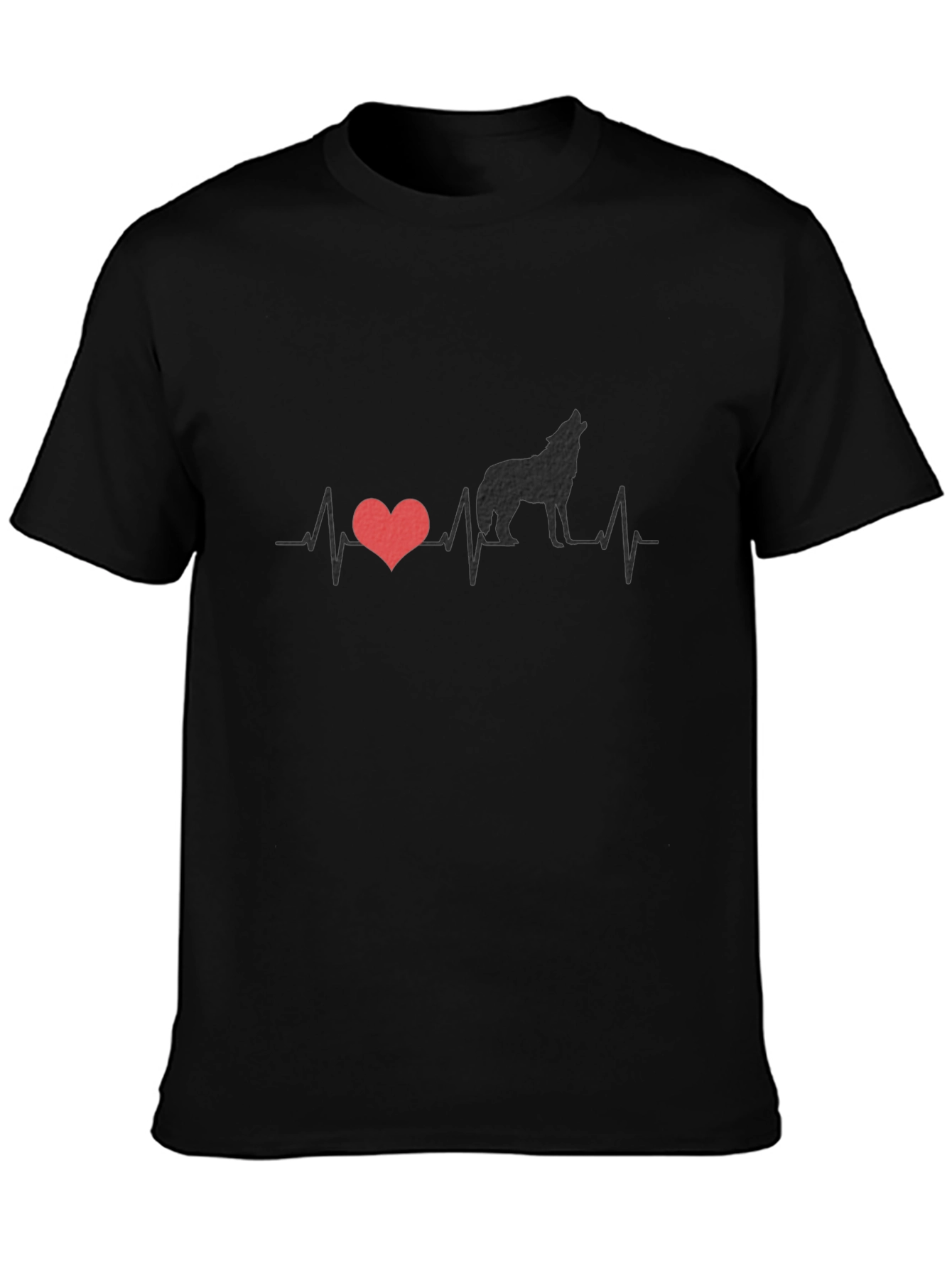 Wolf Heartbeat Graphic T-Shirt - Black