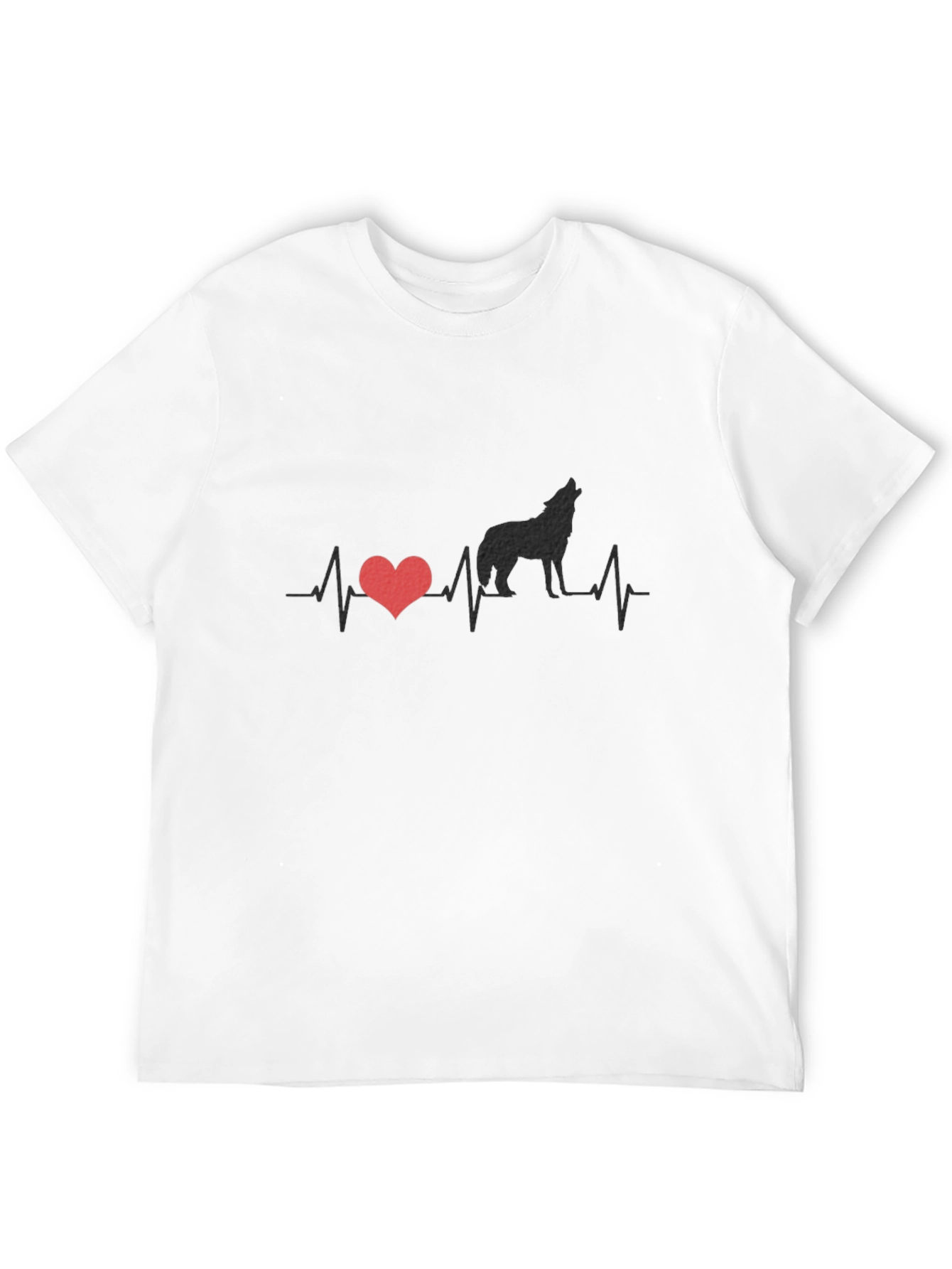 Wolf Heartbeat Graphic T-Shirt - Black