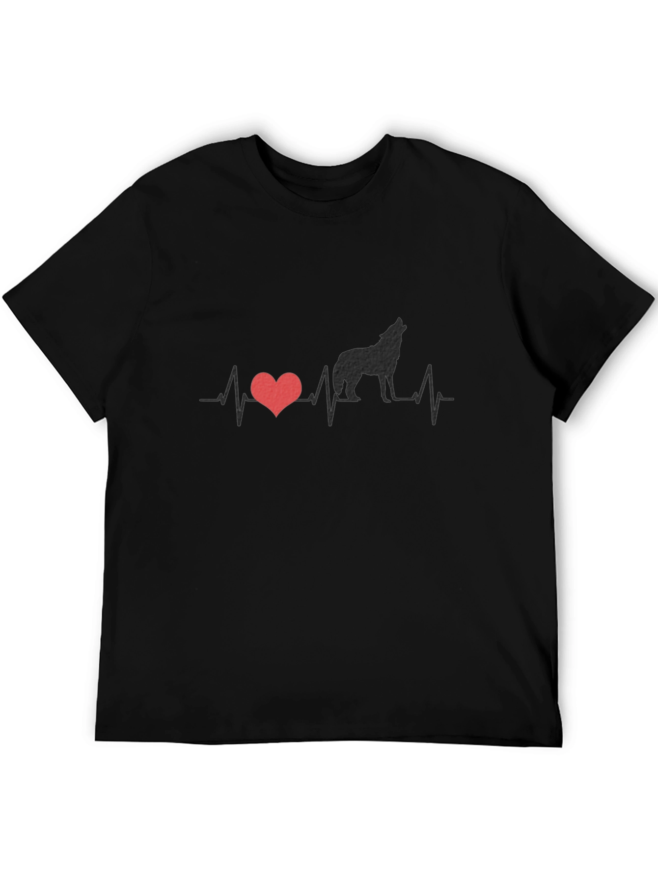 Wolf Heartbeat Graphic T-Shirt - Black