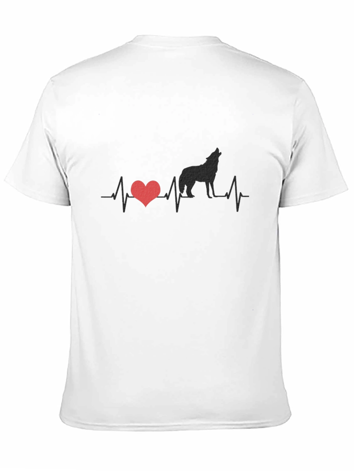 Wolf Heartbeat Graphic T-Shirt - Black