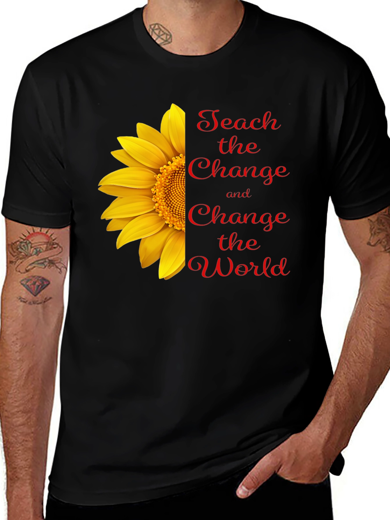 Teach Change T-Shirt - Sunflower Graphic Tee