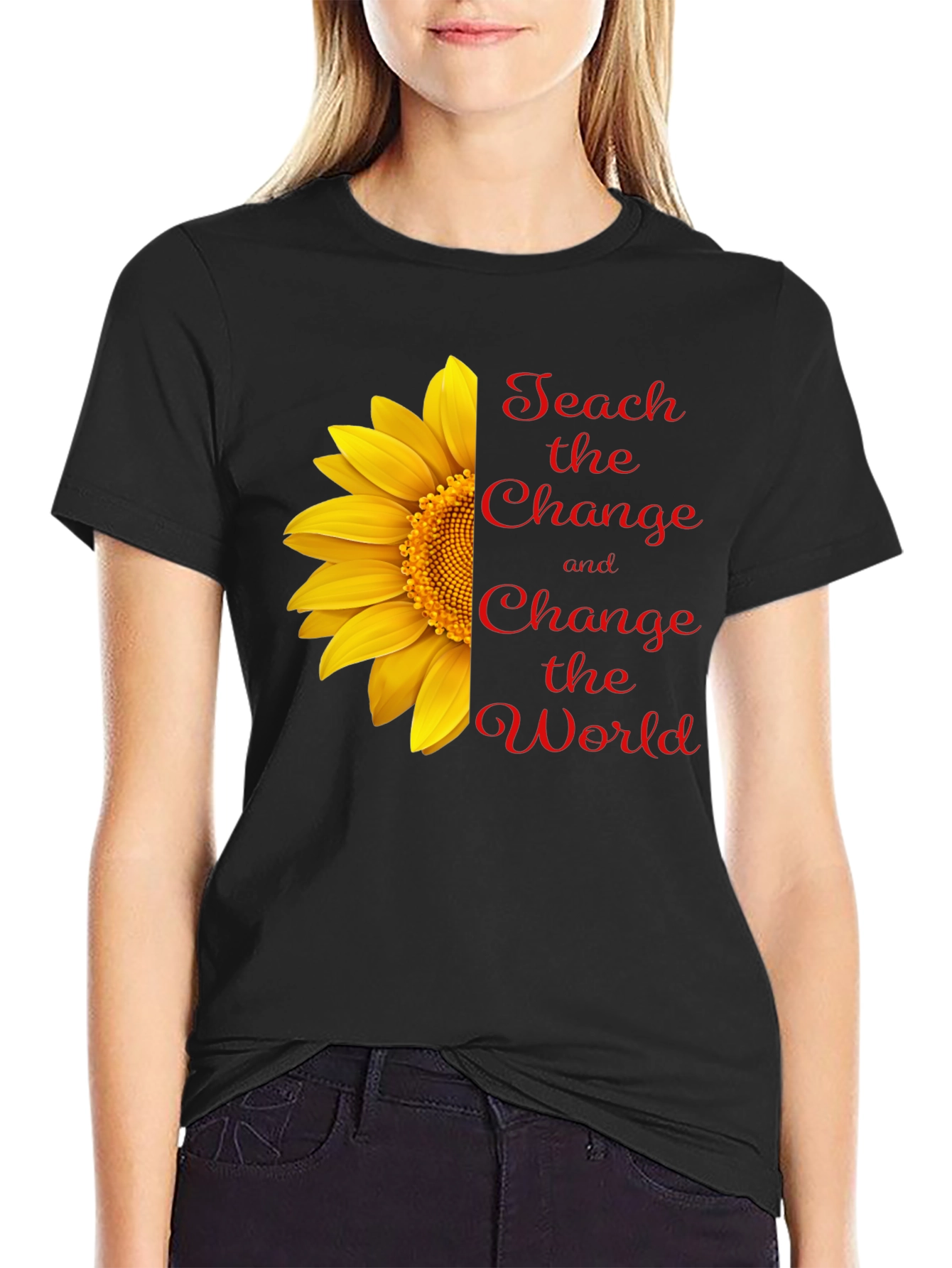 Teach Change T-Shirt - Sunflower Graphic Tee