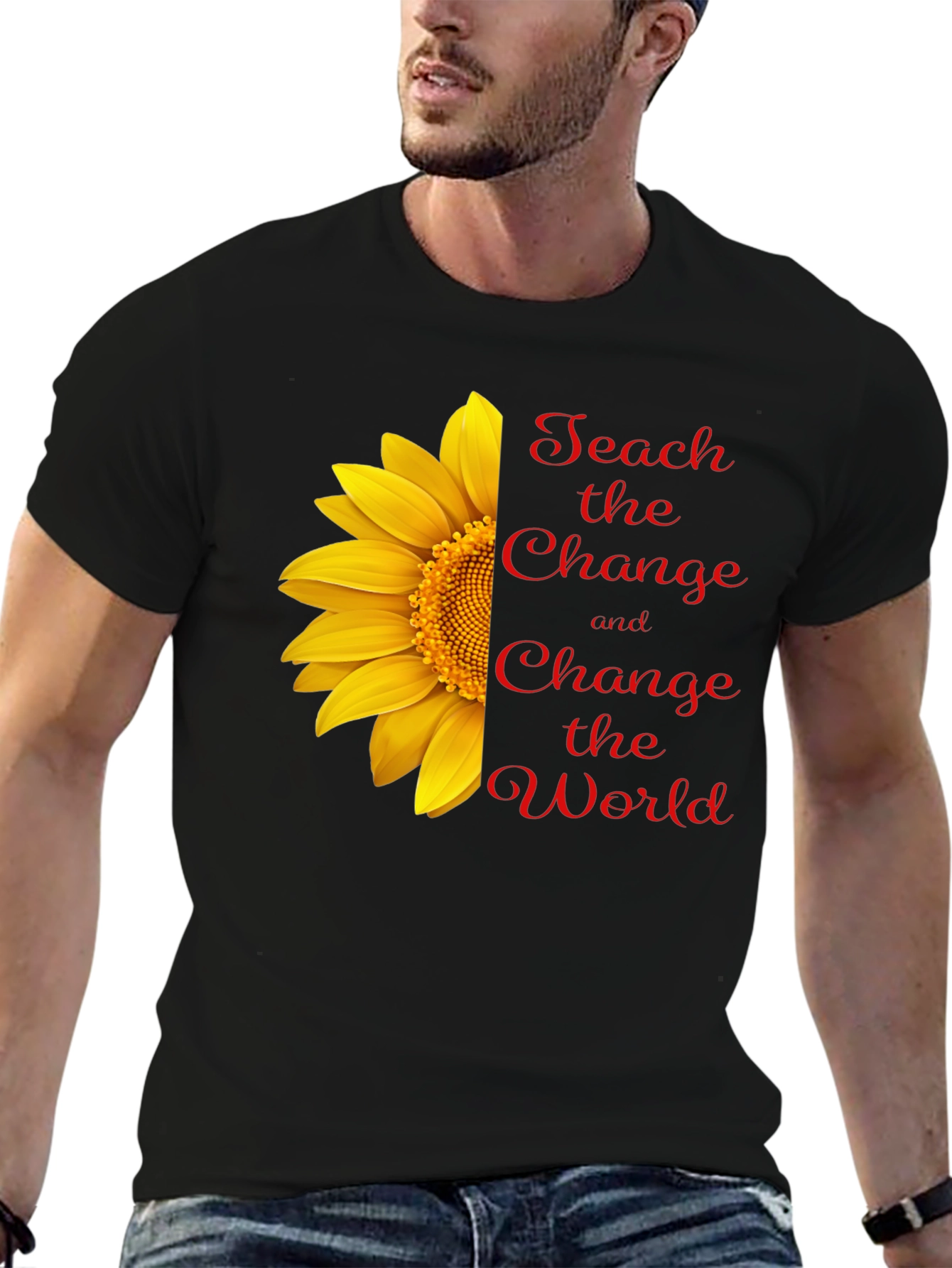 Teach Change T-Shirt - Sunflower Graphic Tee