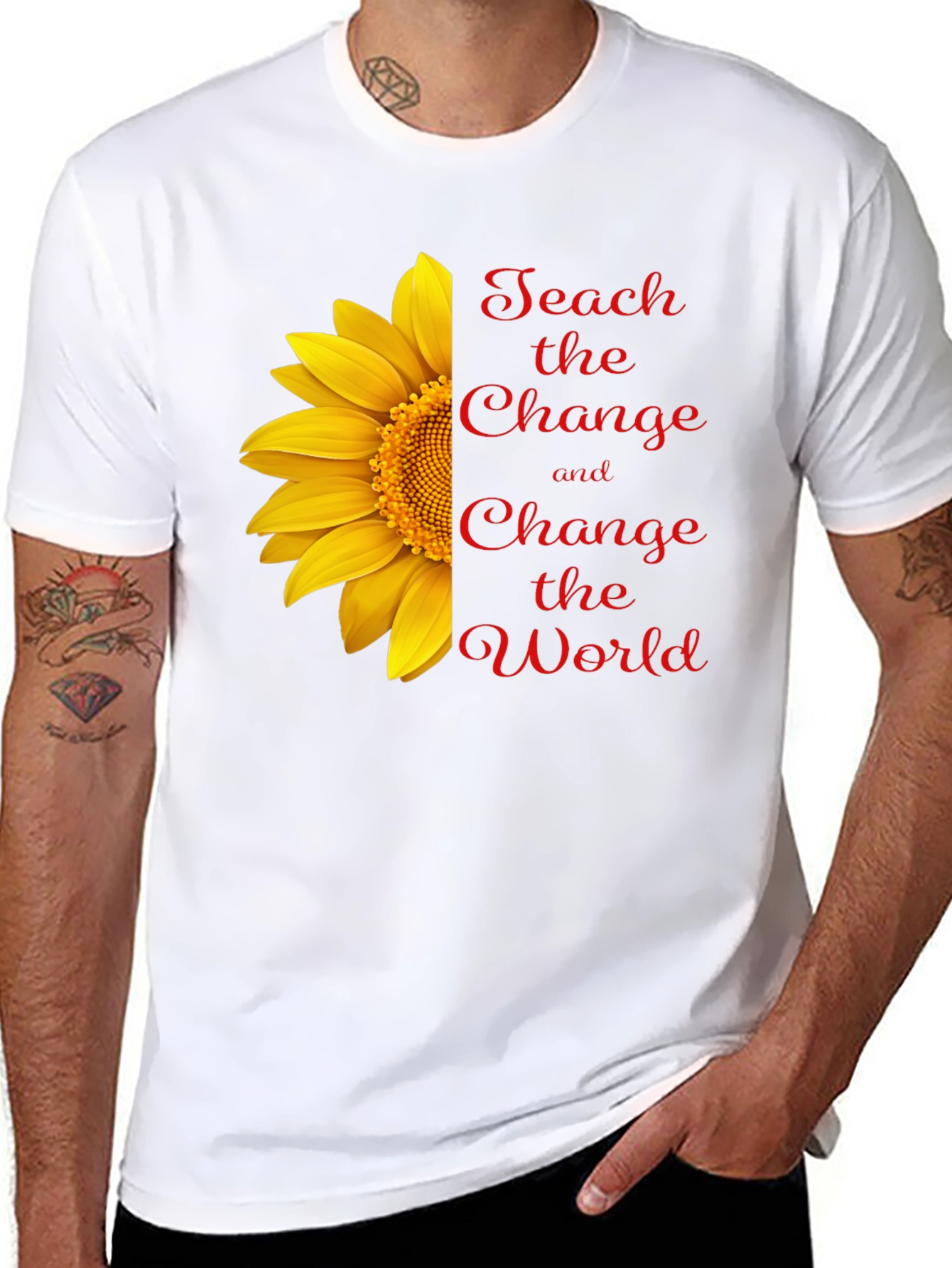 Teach Change T-Shirt - Sunflower Graphic Tee