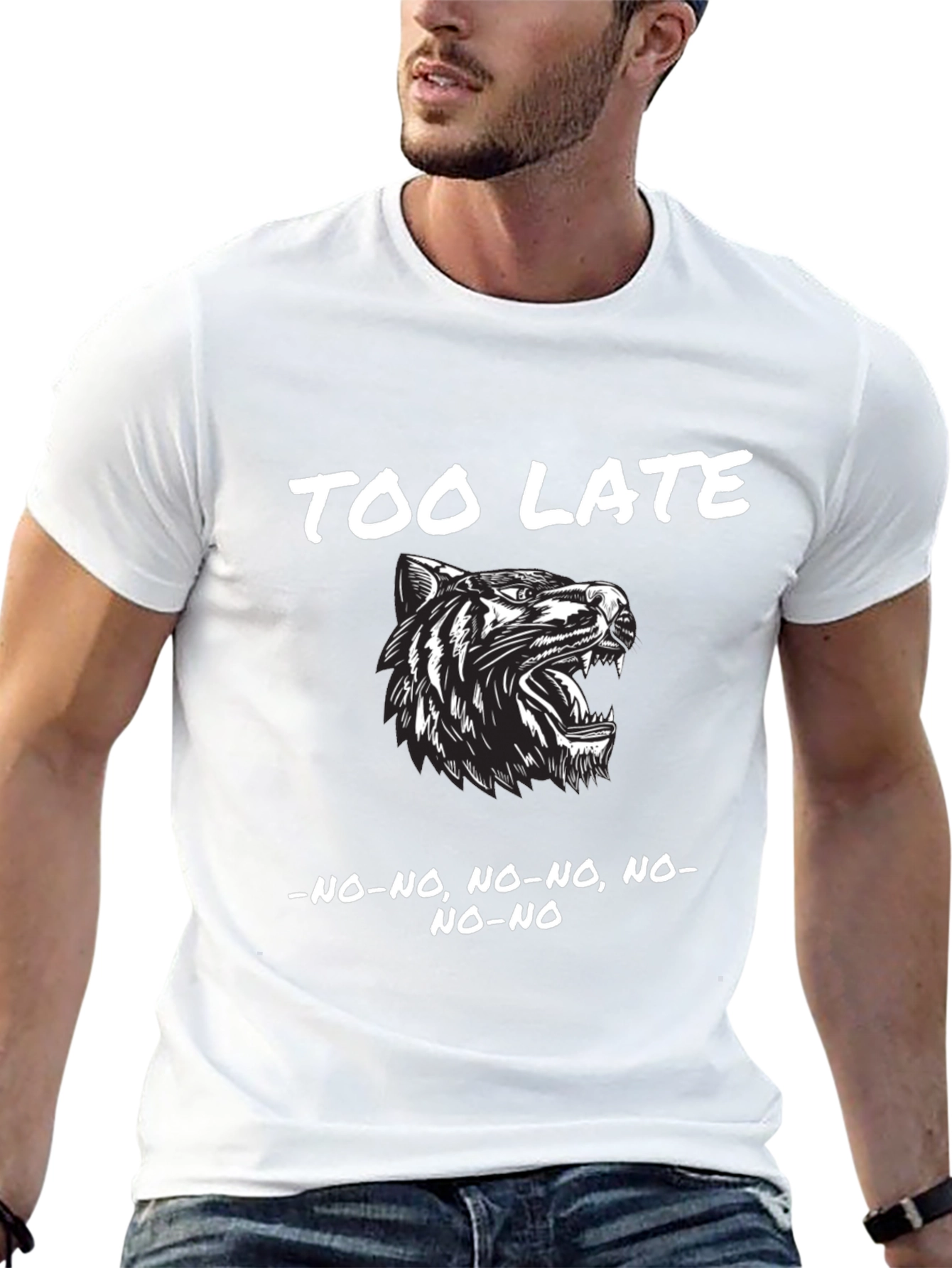 Too Late Tiger Graphic Black T-Shirt